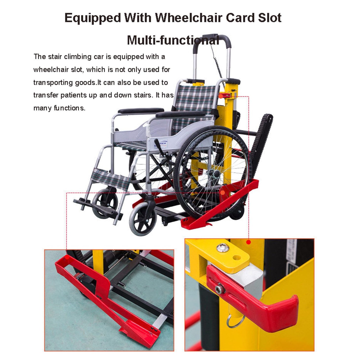 Electric Stair Climber - Crawler Type, Aluminium Alloy Electric Hand Trolley Wheelchair Docking Vehicle, Foldable Electric Stair Lift, Transfer Patients/Cargo Up and Down Stairs, Max Load 440lb/200kg
