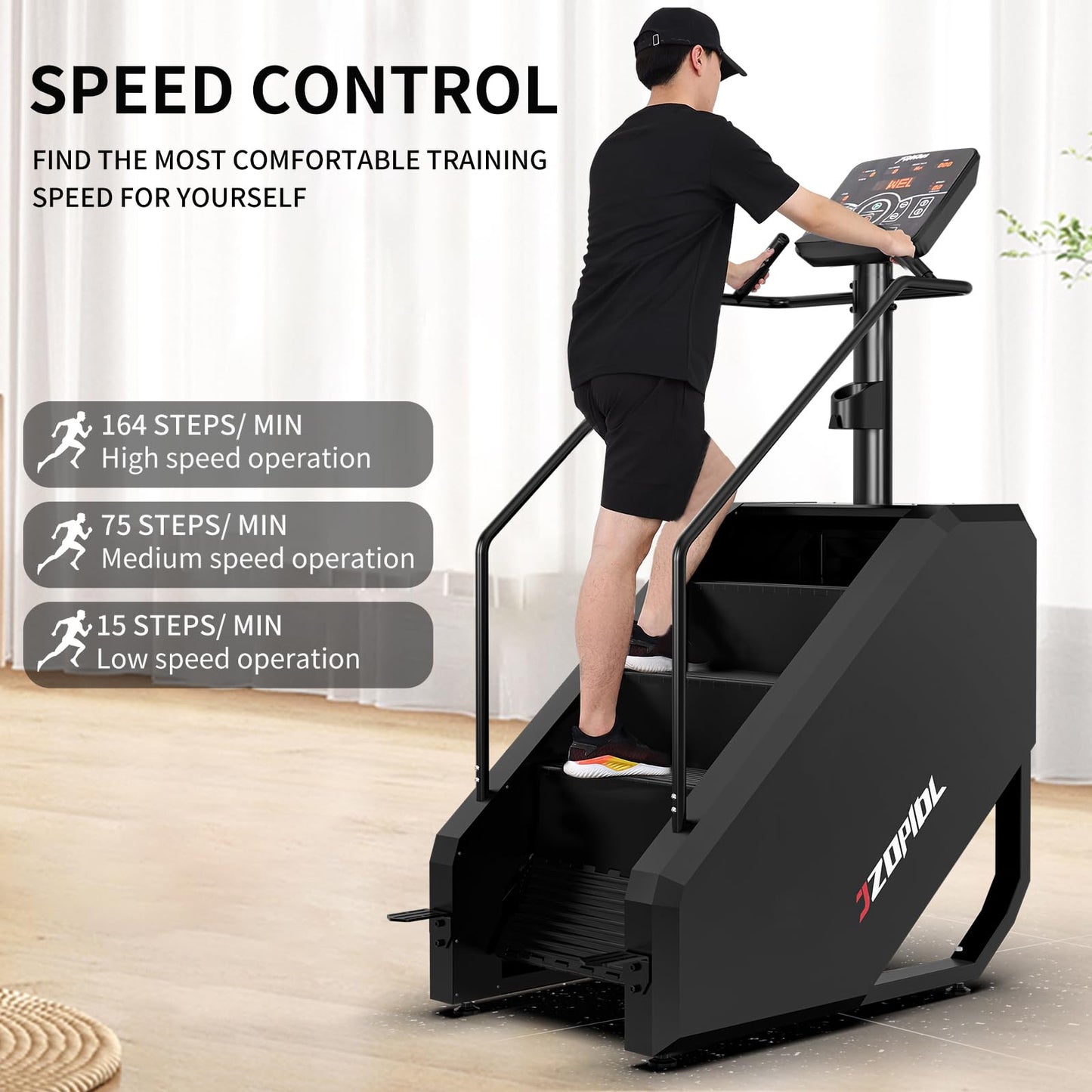 Stair Machine, Commercial Grade Stepmill Machine, Stair Stepper with LCD Screen, Cardio and Lower Body Workouts, 450LBS, 15-164 Steps/Minute, Black