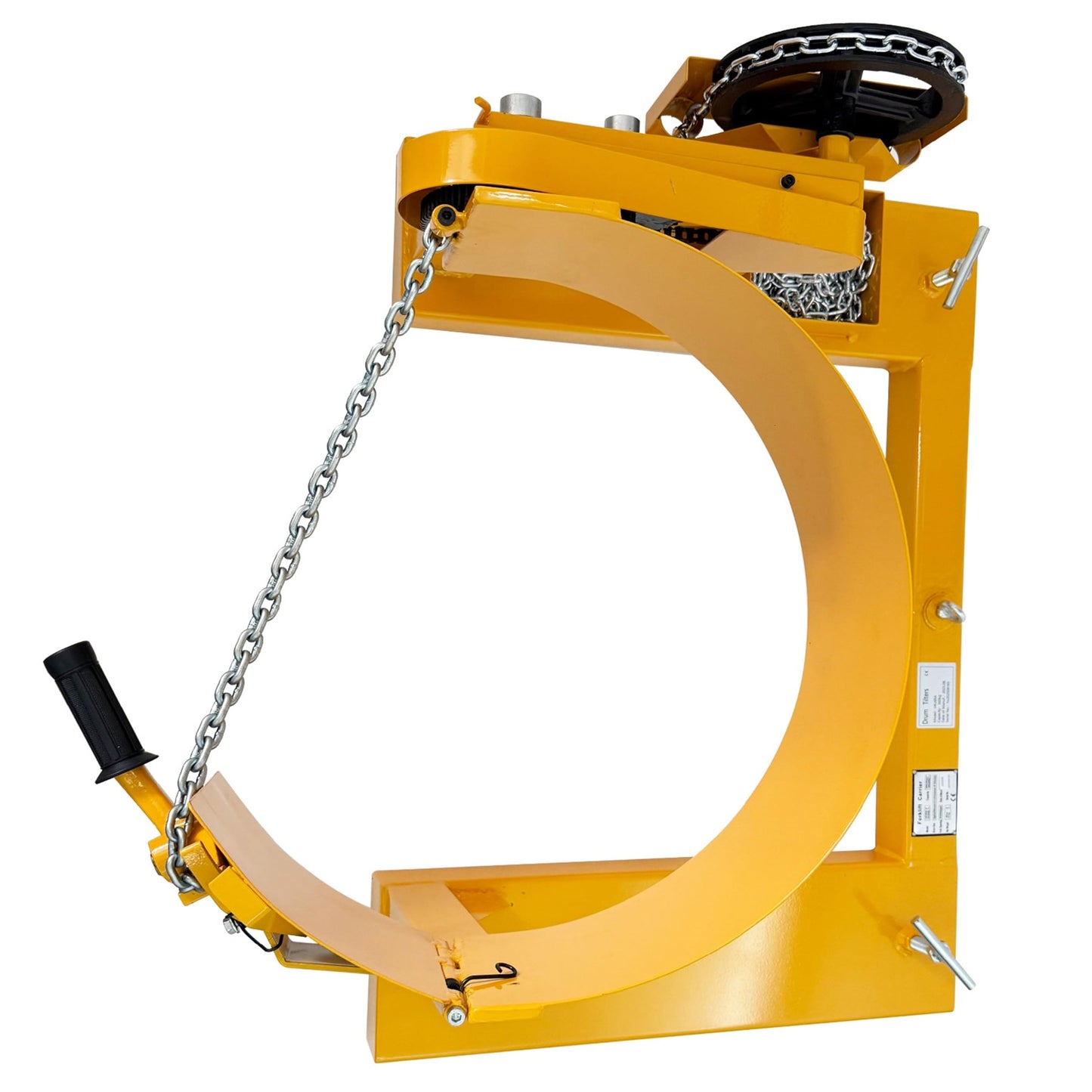IntXanth Manual Forklift Drum Dumper Hoop Type Steel Drum Tilting Pouring Device 55 Gallon for Chemical Oil Industrial Use