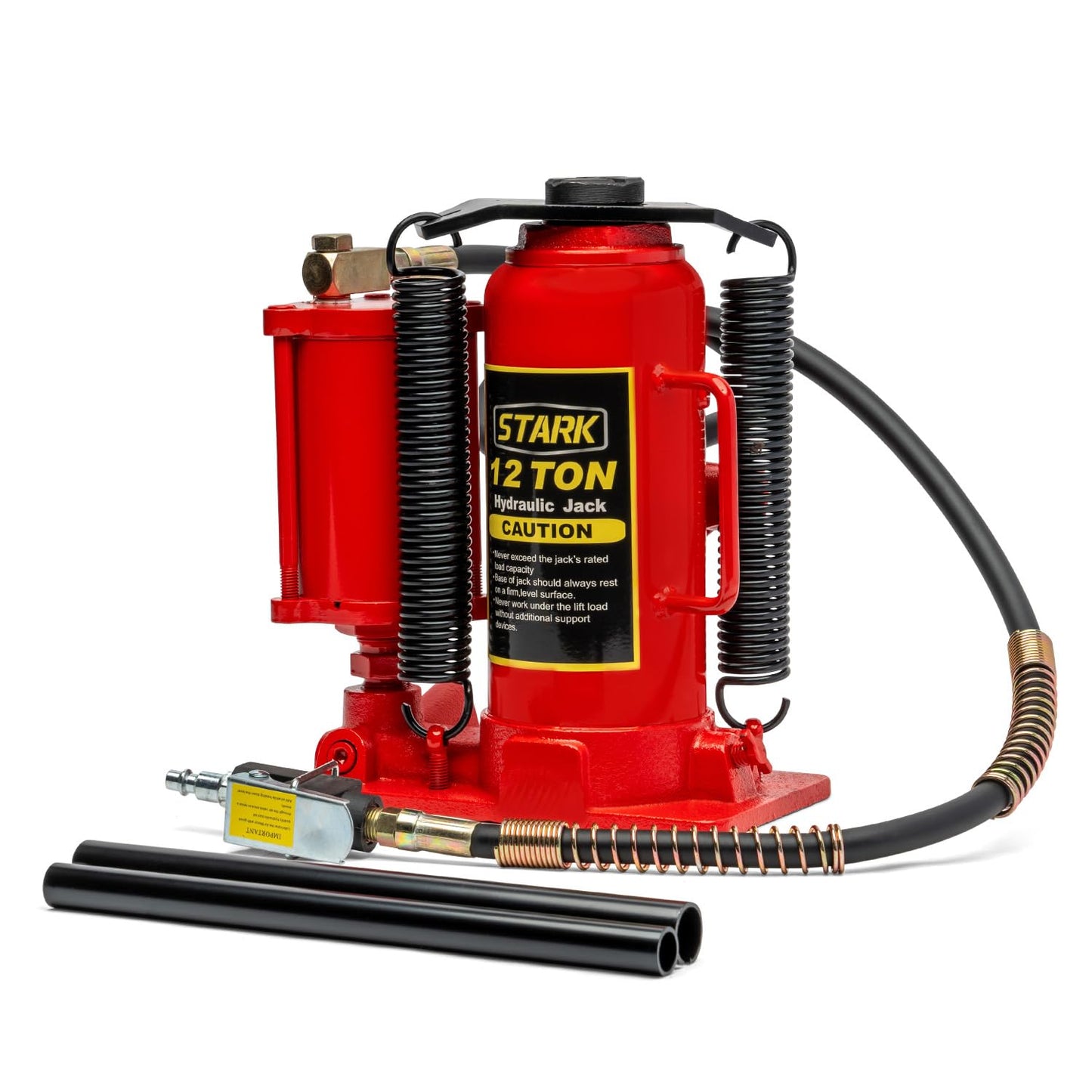 Stark USA 50-Ton Air Hydraulic Floor Jack (100,000 lbs) Capacity Handle Bottle Jack Built-in Wheels Maneuverability, Garage Repair Truck Shops Air Jack
