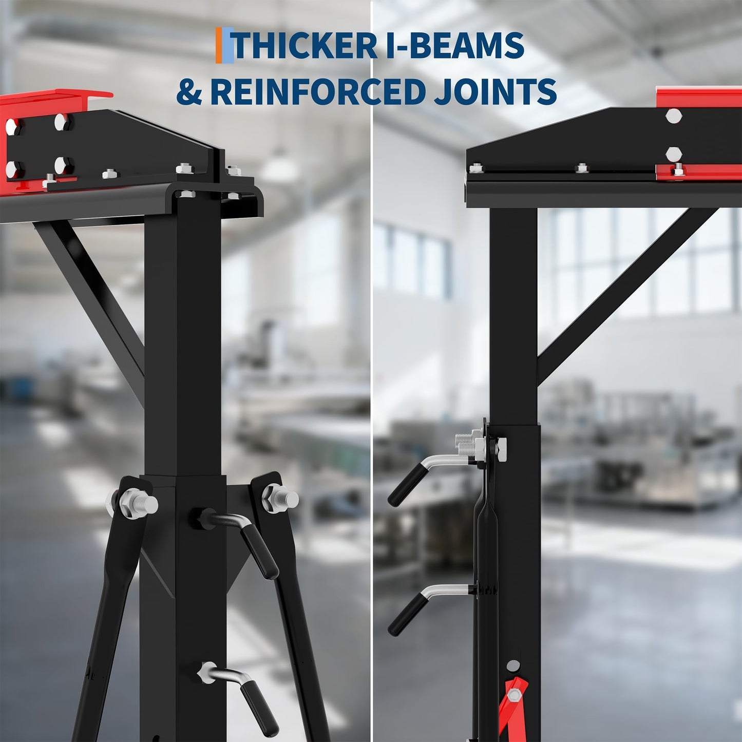 Adjustable Gantry Crane 1 Ton 2200 Lb, 12 Height Positions 97-141 in, Triangle Base a-Frame, Heavy Duty Steel i-Beam, Portable Lifting Crane for Warehouse, Shop, Construction