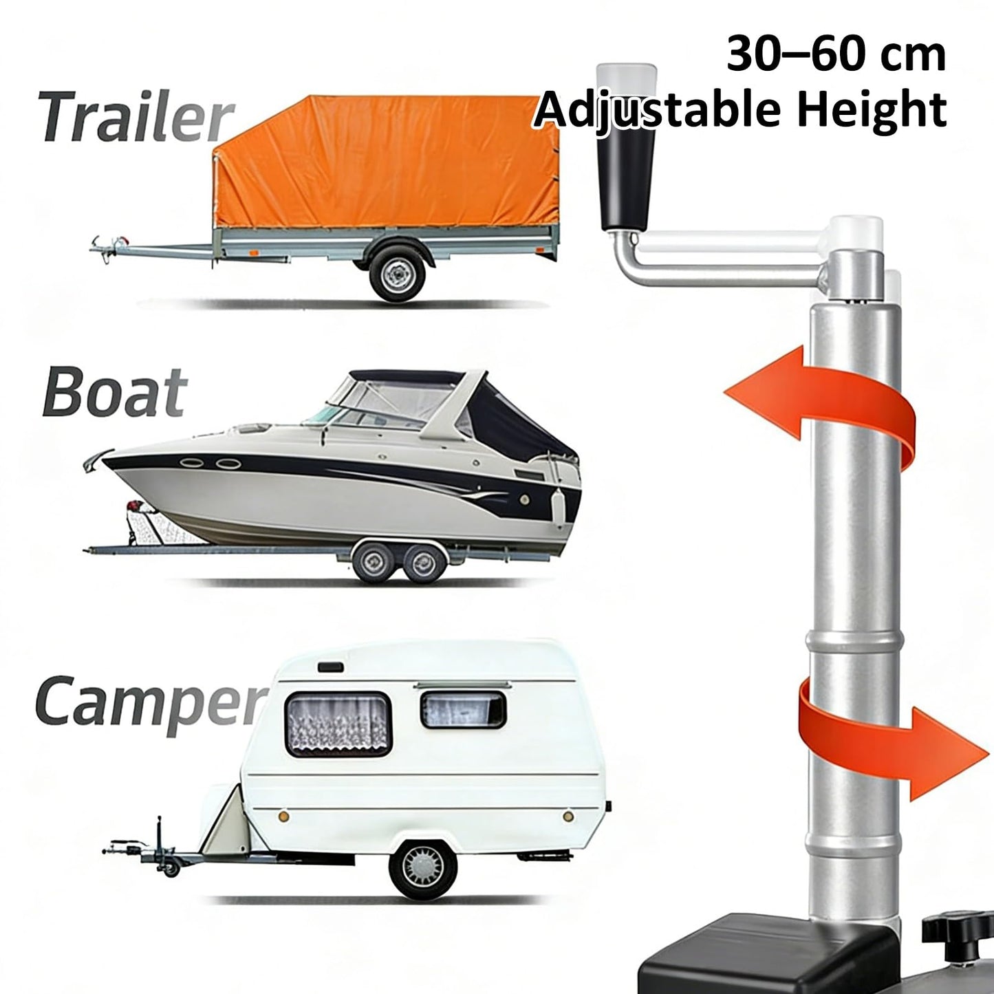 WNGJZZYC Electric Jockey Wheel, 5000 lbs Towing Capacity, 12V/350W Trailer Dolly Electric, Powered Forward and Reverse, 8 in Rubber Tire, for Moving Caravan Boat