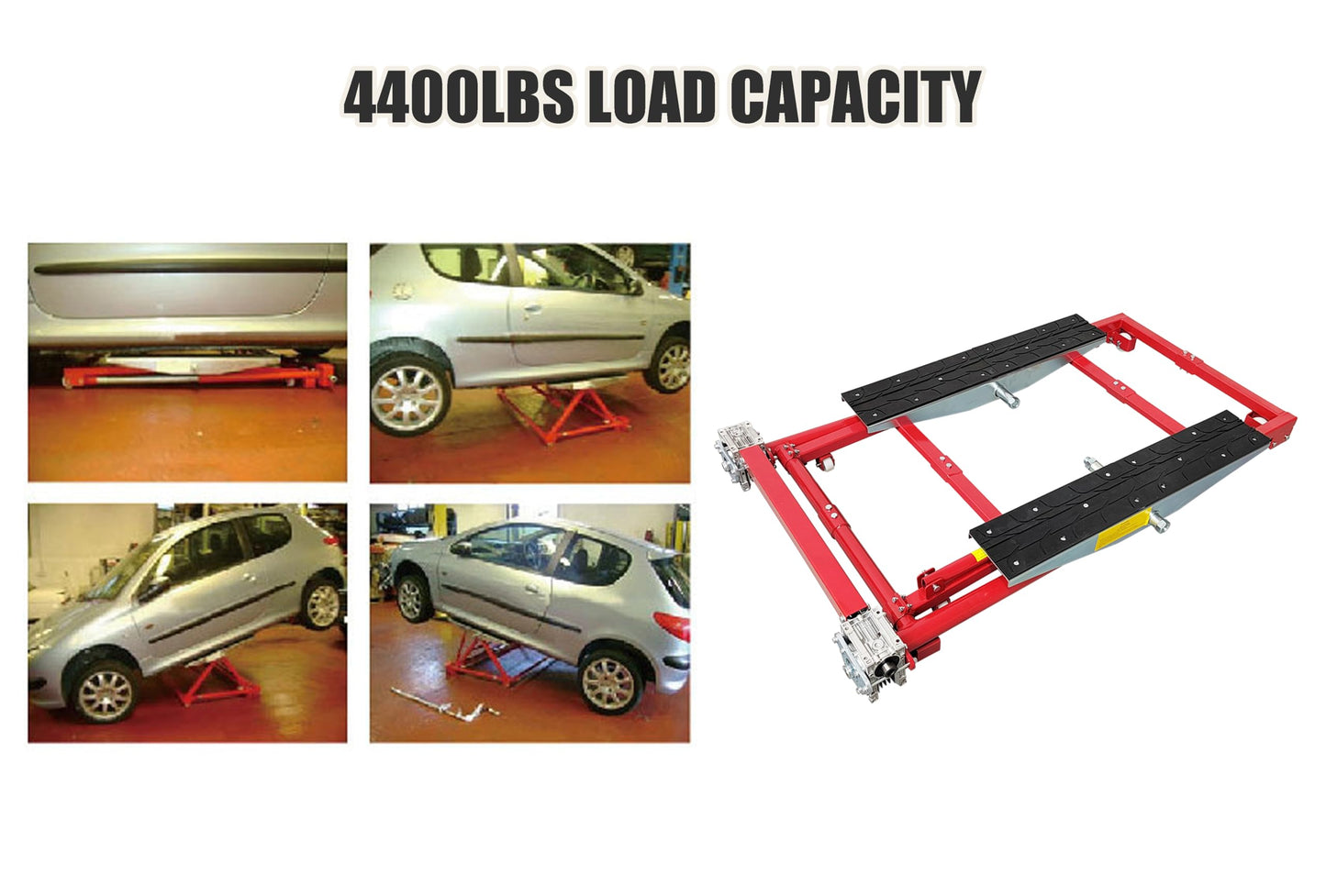TECHTONGDA Portable Car Lifter Dual Workbench Auto Scissor Lift, Three Adjustable Sizes 4400LBS Load Capacity for Automotive Garages Repair Centers
