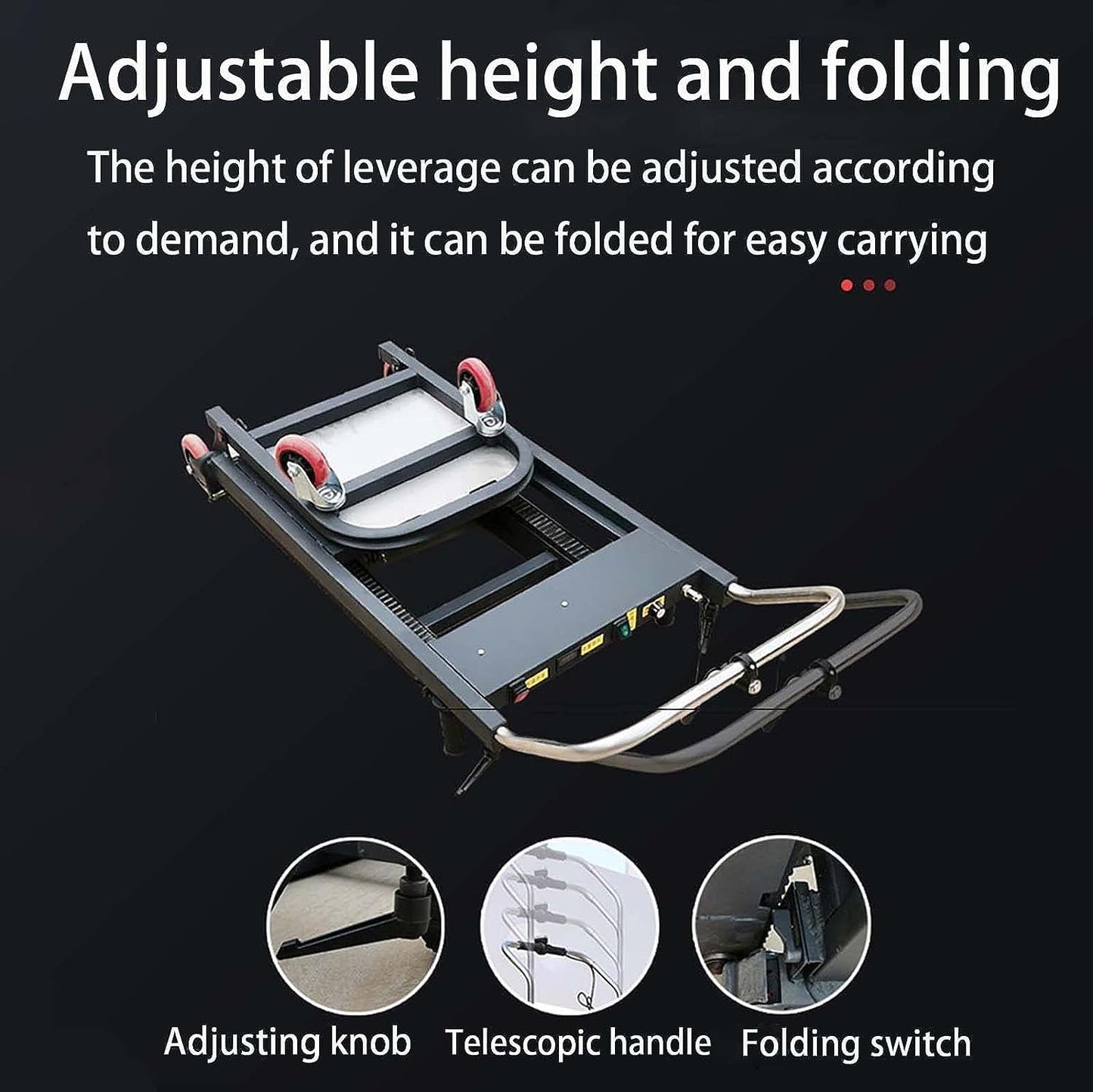 Powered Stair Climbing Hand Truck, Powered Stair Climbing Hand Trucks for Moving, Lightweight Aluminum Hand Trolley Cart Furniture Electric Stair Climber 200kg~500kg Capacity,Black,48V 48AH
