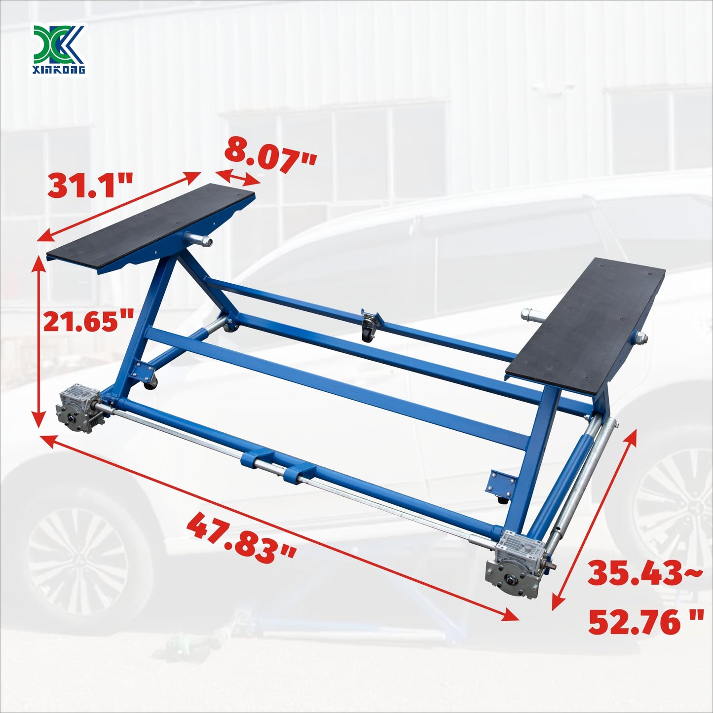 XK Portable Car Lift LM250T – 5511 lbs Auto Scissor Lift with Dual Platforms & 2 Adjustable Support Stands, Adjustable Width & Height, Heavy-Duty Vehicle Lift for Home Garage & Auto Repair Shop