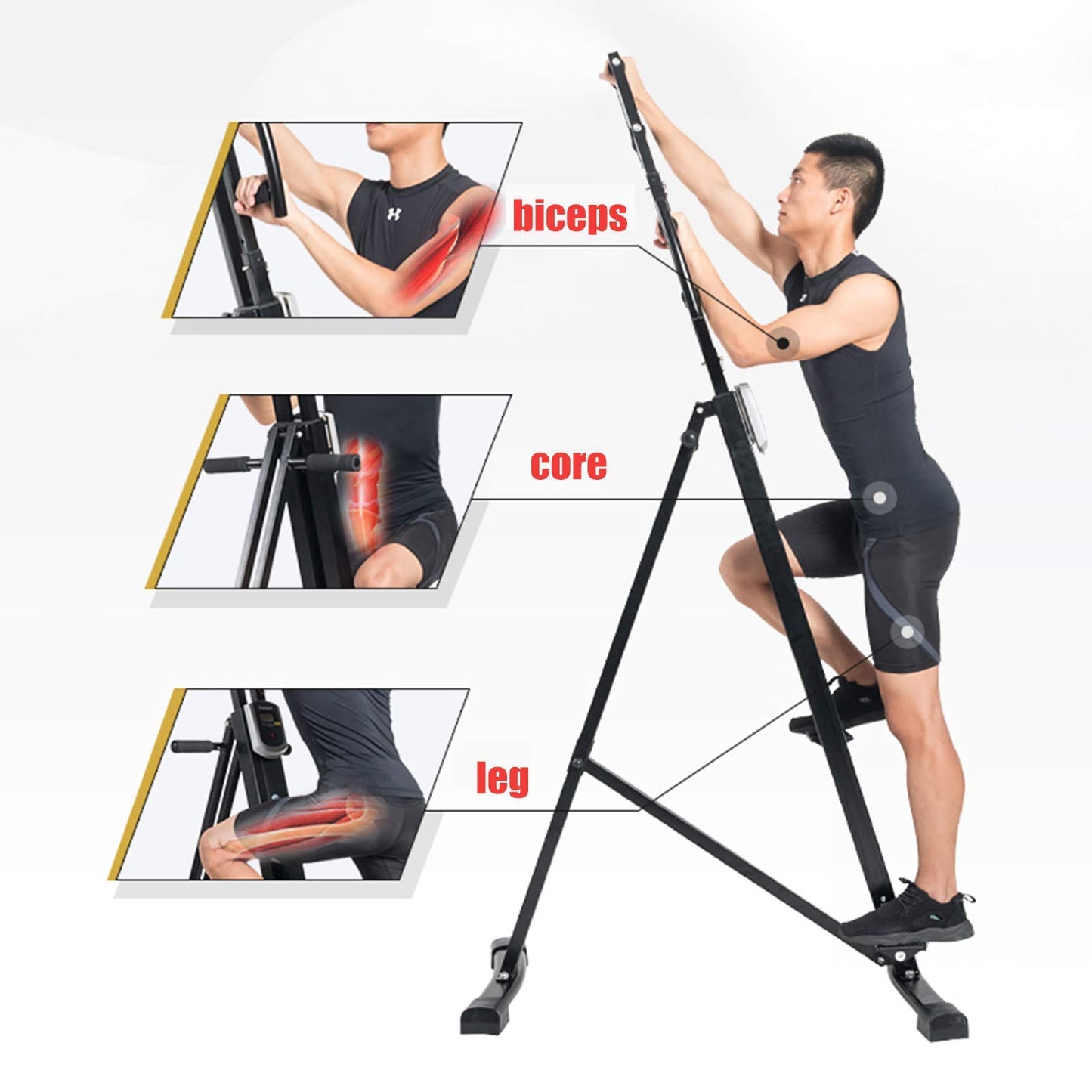 Foldable Stair Stepper Adjustable Step Machine Vertical Climber Exercise Fitness Equipment for Home Gym Cardio Climbing