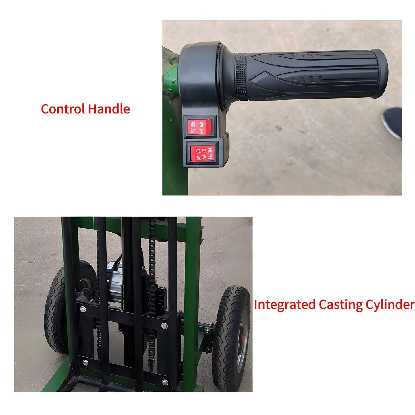 660LBS Load Capacity Fully Electric Material Lift, 4.9FT Height Lift Electric Hydraulic Pallet Stacker, Portable Electric Drive Fork Lift Truck Dolly