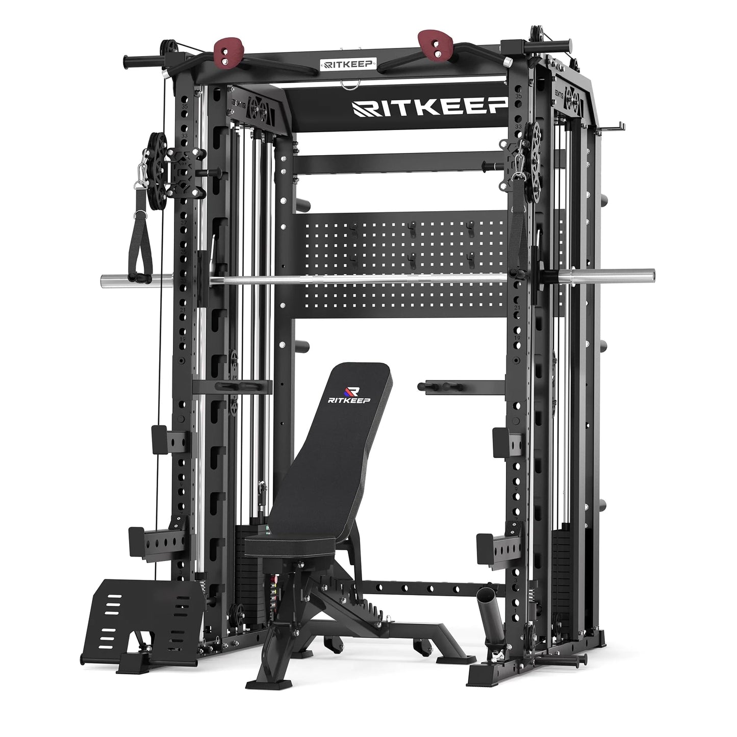 RitKeep Nimitz N1 Counterbalanced Smith Machine, All-in-One Home Gym with 300 LB Weight Stacks, 31 Cable Positions, Dual Pulley Ratios, Functional Trainer & Power Rack (Classic, RAB 3000 (Black))