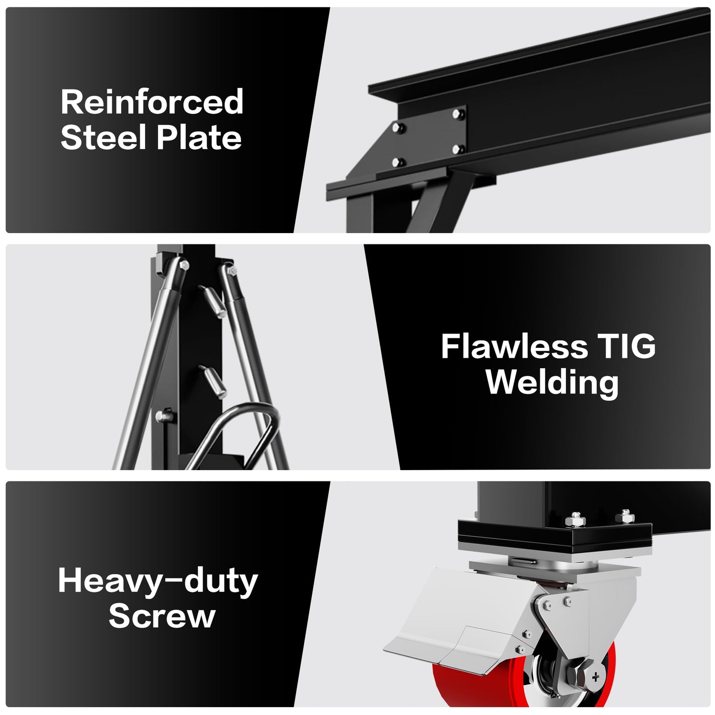 SILVEL 3 Ton 6600Lbs Gantry Crane, 8.53FT Maximum Working Width, Adjustable Height 8.53-12.47FT, Portable Shop Lift Hoist with 3 Ton Manual Trolley for Factories, Warehouses, Garage, Black
