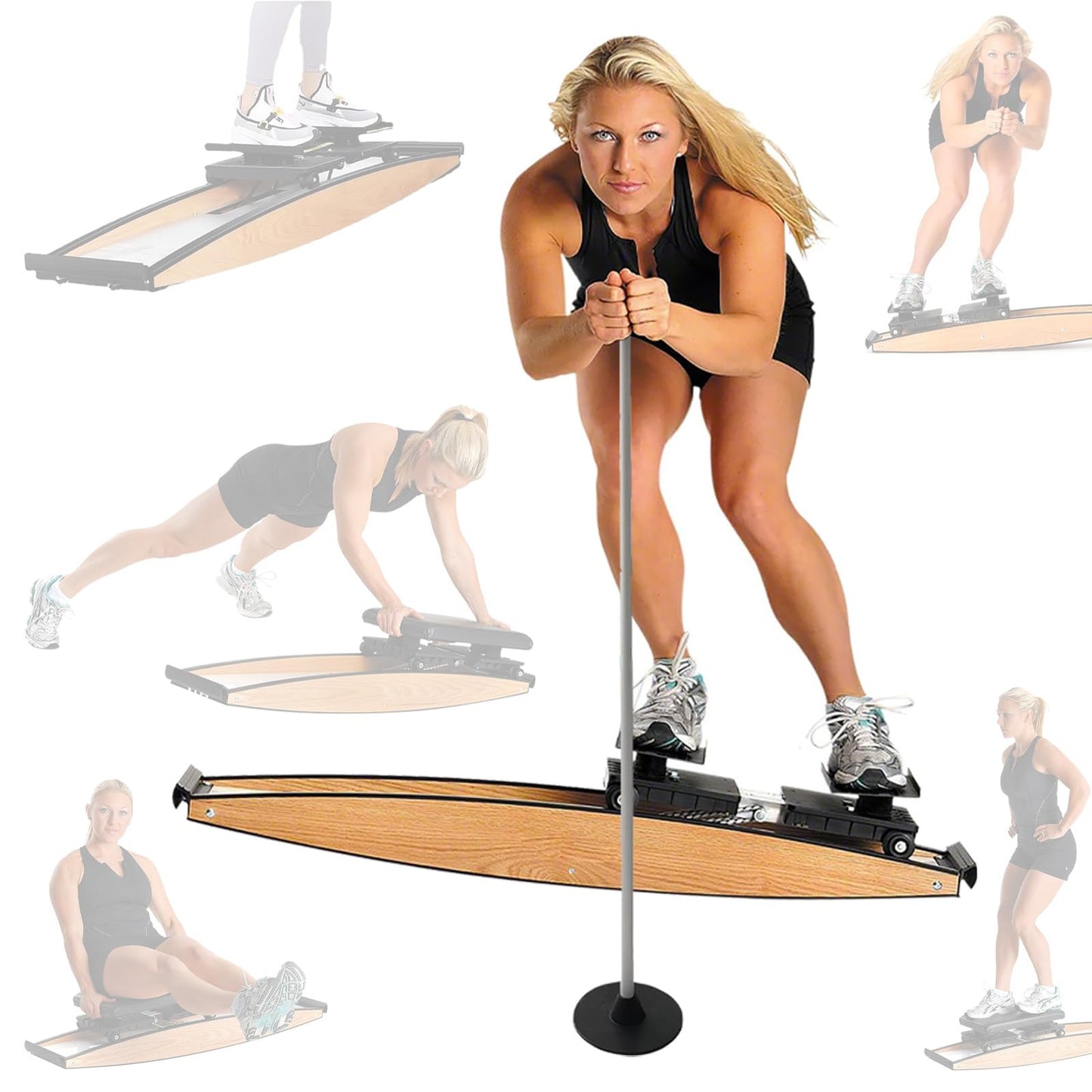 Ski Exercise Machine, Indoor Ski Simulator with Ski Poles and Mats, Ski Simulator Leg Exercise Equipment for Waist, Abdomen and Leg Training