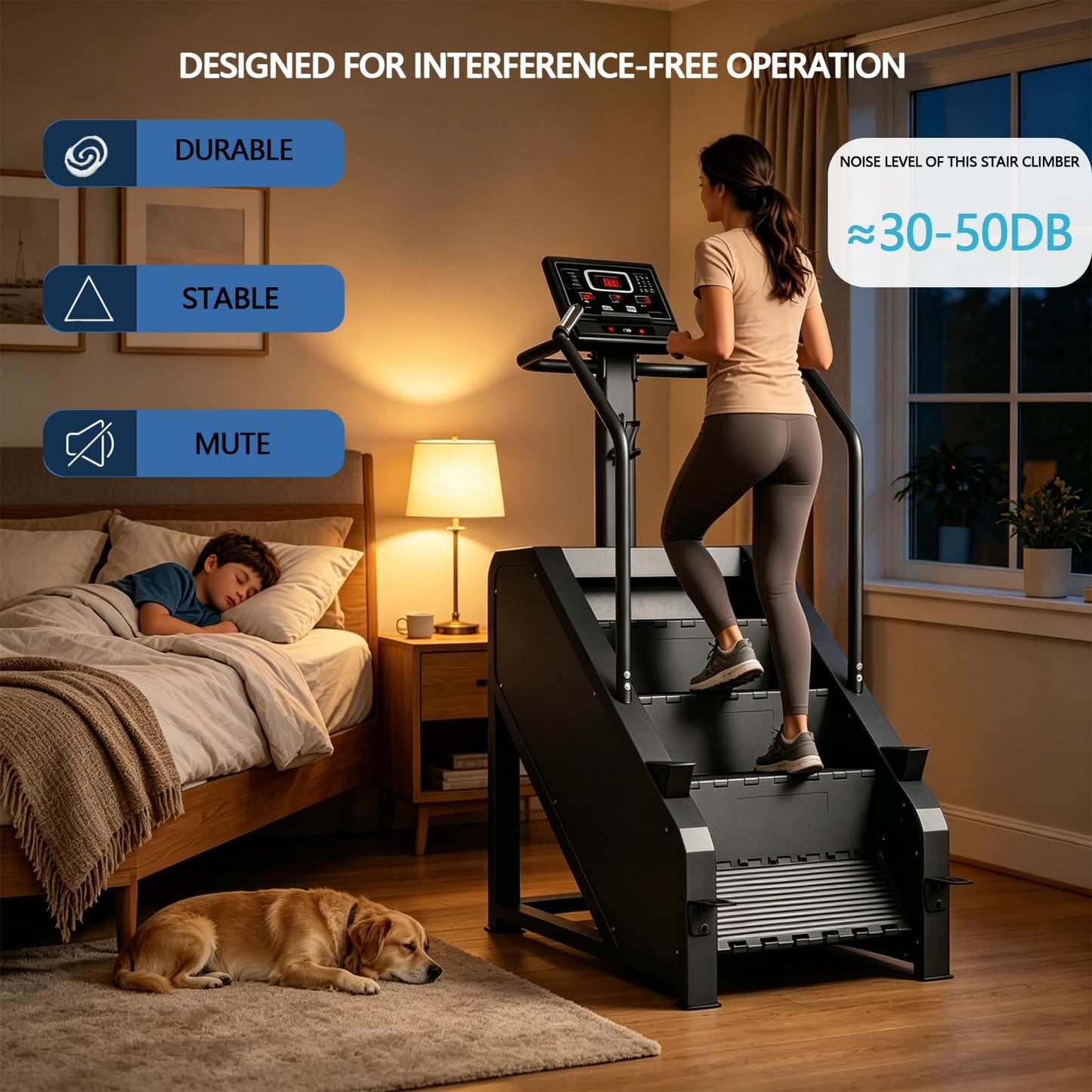 Stair Climber Machine with 15 Speed LevelsHome Stair Stepper for Cardio and Strength Training, Low-Impact Exercise Equipment with Anti-Skid Technology and 400 lbs Capacity, 54"x30"x76"