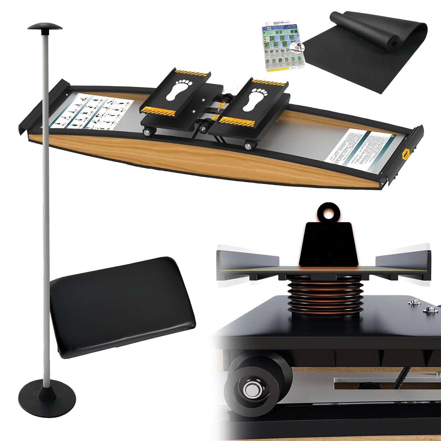 QUGURLID Ski Machines for Home Gym,Indoor Ski Simulator w/Walking Stick and Floor Mat,Beginner Ski Trainer,150kg Load