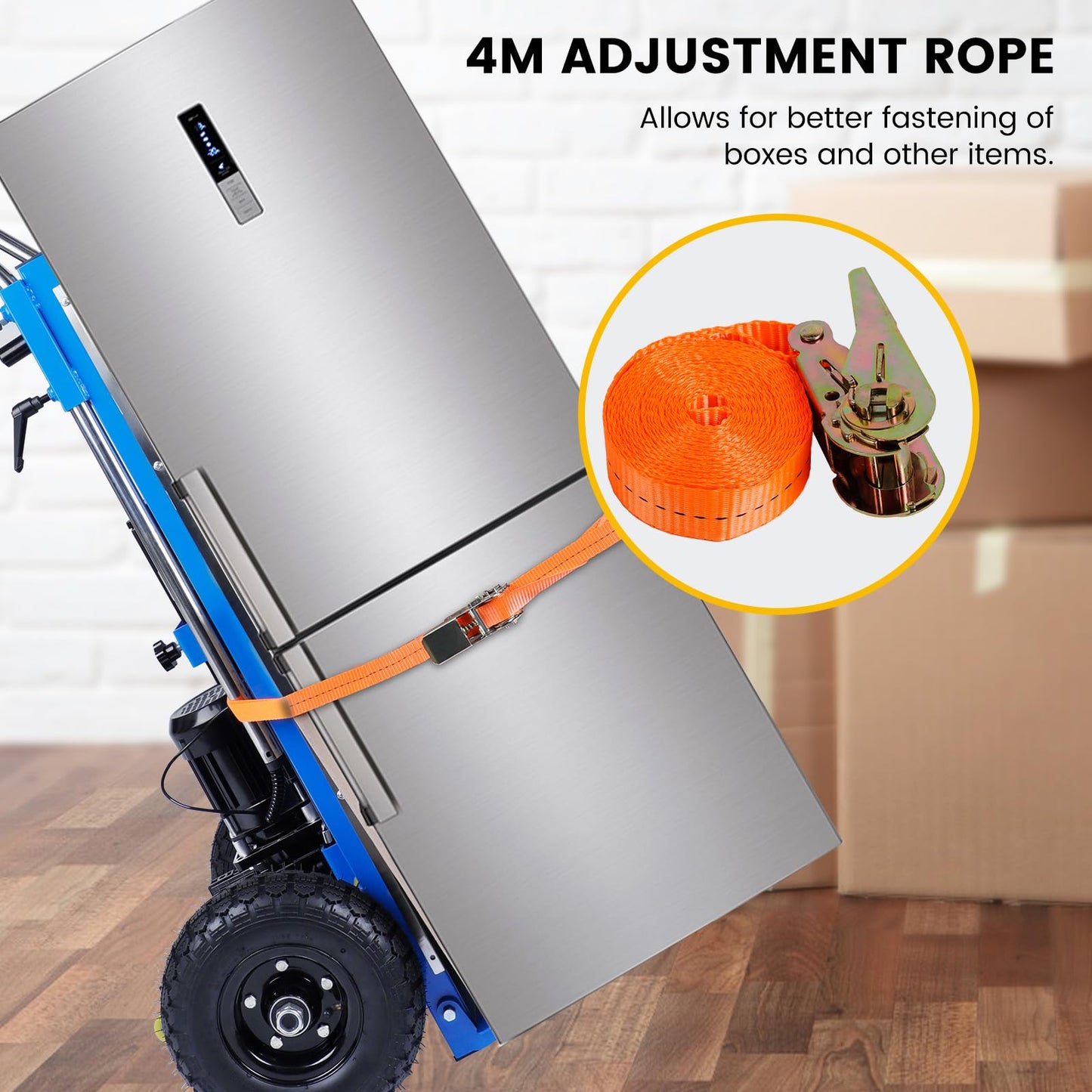 Electric Stair Climbing Dolly, 1200w Electric Hand Trucks Foldable, Large Capacity Stair Climbing Hand Trucks Dolly Cart with 4m Safety Rope, for Mobile Furniture Logistics Warehouse (Blue)