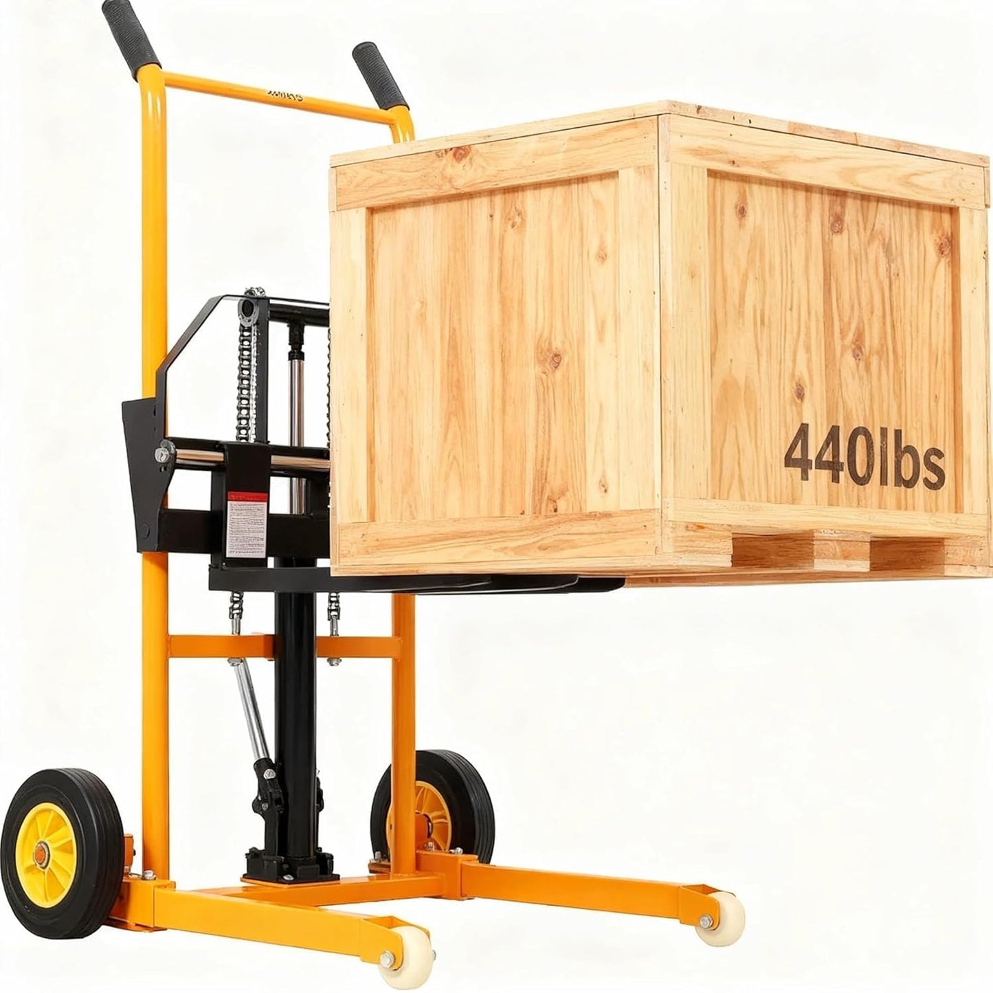 440lbs Hydraulic Material Lift Stacker, 35.5" Max Height, Fork Lift with Adjustable Forks, Manual Pallet Stacker Lift Dolly with Fixed Legs, Manual Forklift for Supermarket, Warehouse and Household
