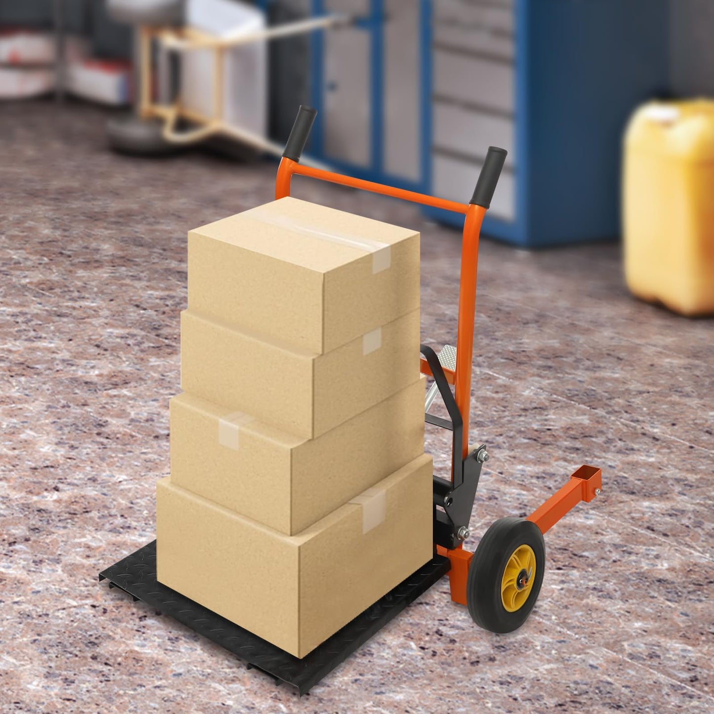 ZERNEIL Material Lift Winch Stacker, Manual Pallet Truck Dolly 441 lbs Capacity with 9in Rubber Casters, 2.36-15.7 in Lifting Height, Hydraulic Adjustable Lift Stacker