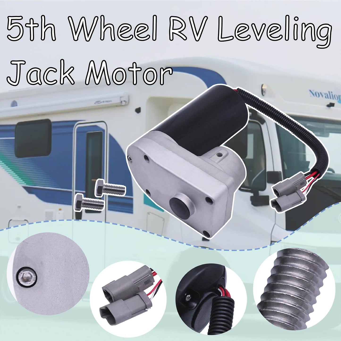 REAXOAL 343758 5th Wheel RV Leveling Jack Motor Fit for Lippert Hall Effect Ground Control 3.0 Leveling Systems with Wiring Harness