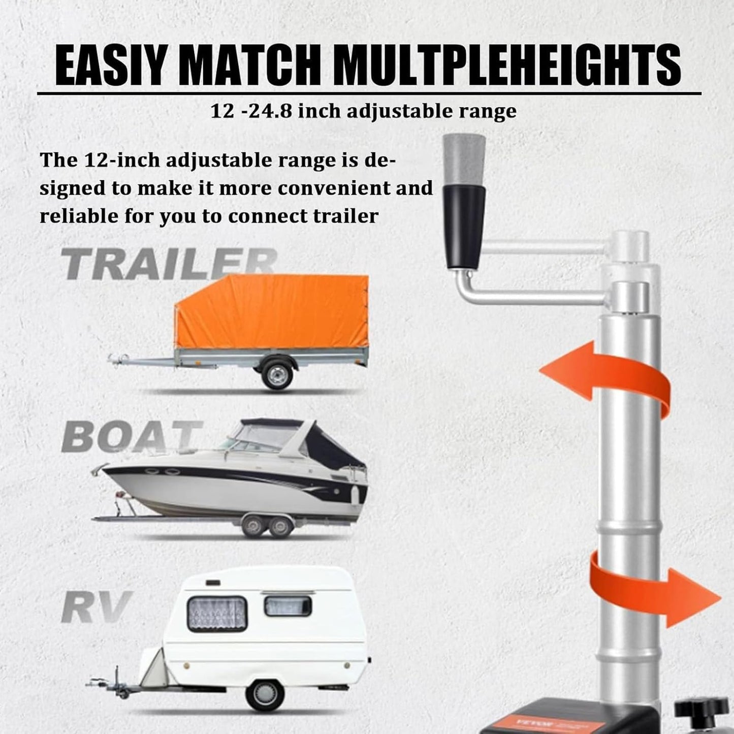 Electric Trailer Dolly, 5000lbs Towing Capacity, 350W 12V Trailer Jockey Wheel with 23 ft/min Moving Speed, 12.6''-16.5'' Adjustable Clamp Height, for Moving Trailer Caravan Boat