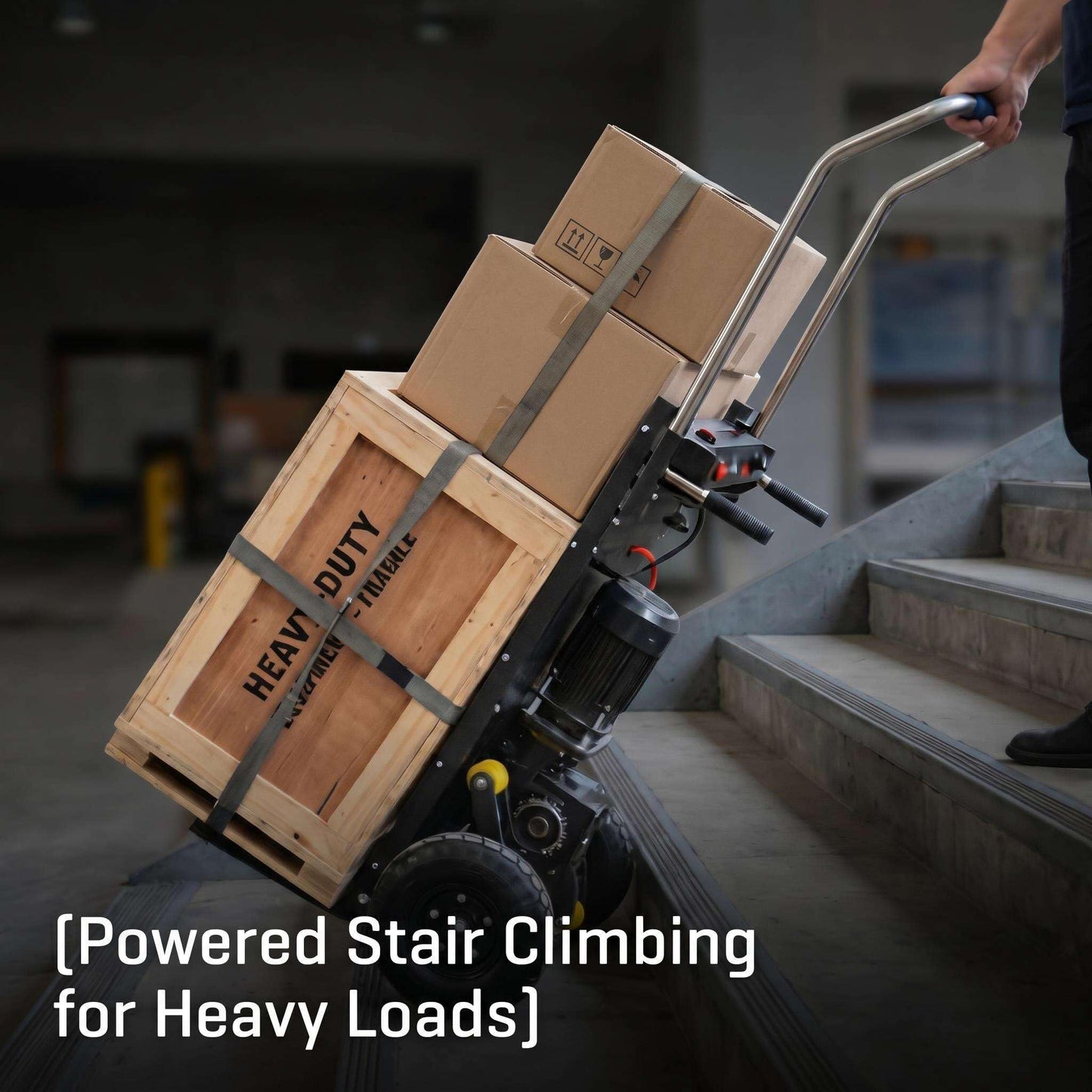 YOEXTO 800Lbs Capacity Rated Load Electric Stair Climber, Stair Climbing Hand Truck for Logistics with Foldable Design, Motor Cart with 48V Lithium Battery for Moving Furniture and Goods(Black)