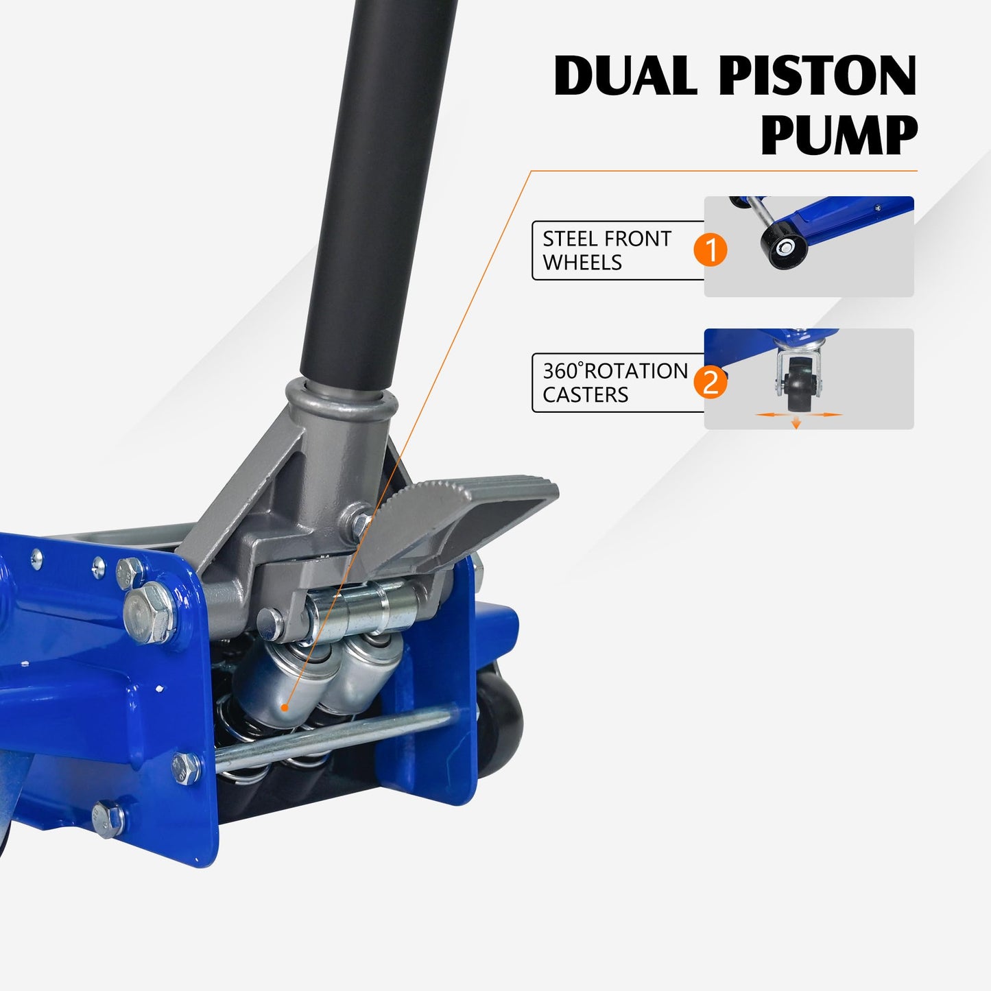 Floor Jack 3Ton/6600lbs.Dual Piston Fast Lifting Pump.Ultra Low Profile Floor Jack with Foot Pedal,Lifting Range 2.95"-19.88".Heavy Duty Hydraulic Racing Car Jack for MVPs,SUVs and Trucks.Trolley Jack
