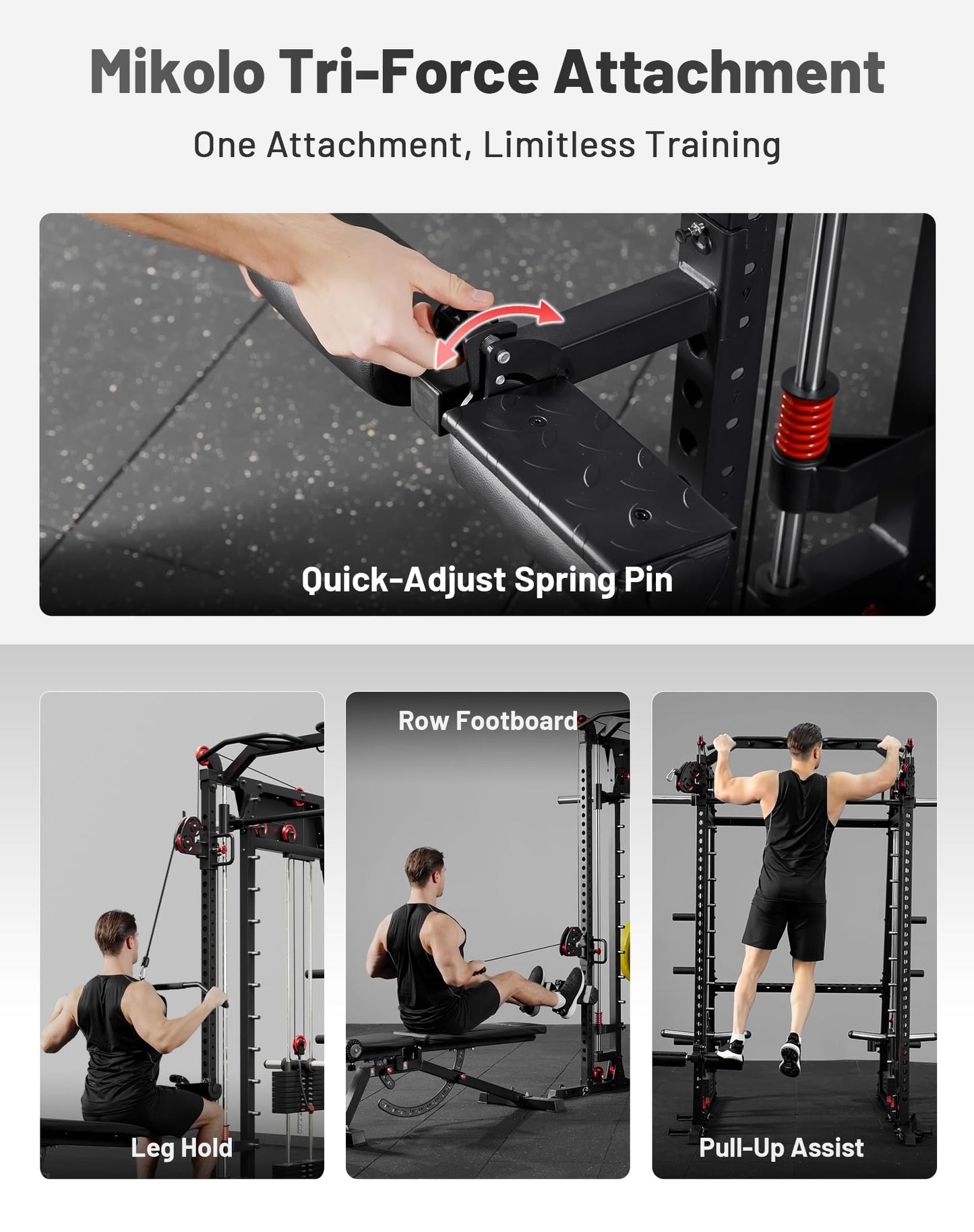 Mikolo M4 2.0 Elite Smith Machine with Weight Stack, All-in-One Home Gym Power Cage with LAT Pulldown & Cable Crossover, Squat Rack for Full Body Workouts (Black)