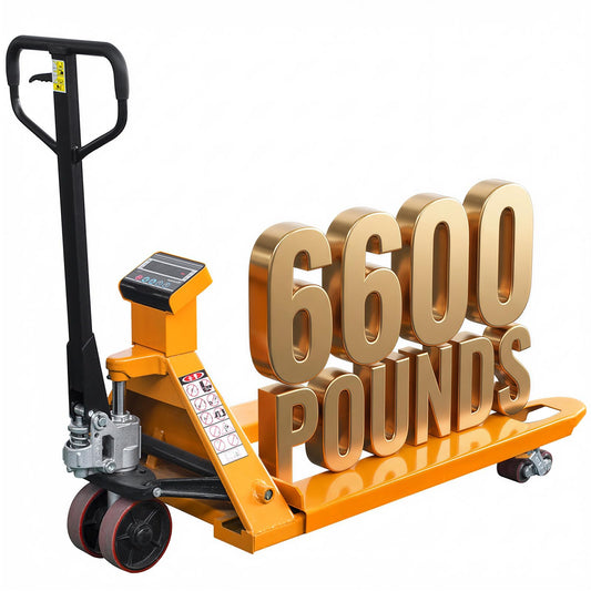 Kaixun Pallet Jack Scale, 6600lbs Capacity, 45" x 27" Forks, LCD Display, Lb/Kg Switchable Hand Pallet Truck With Electronic Scale, PU wheels, 0.1% Accurate, High Capacity for Warehouse and Industrial