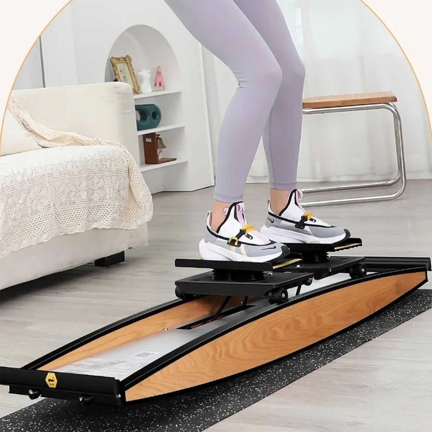 QUGURLID Eastnmythet Ski Machine, Indoor Ski Training Simulator, Home Gym Ski Trainer Machine,Ski Leg Trainer w/Ski Poles&Mats