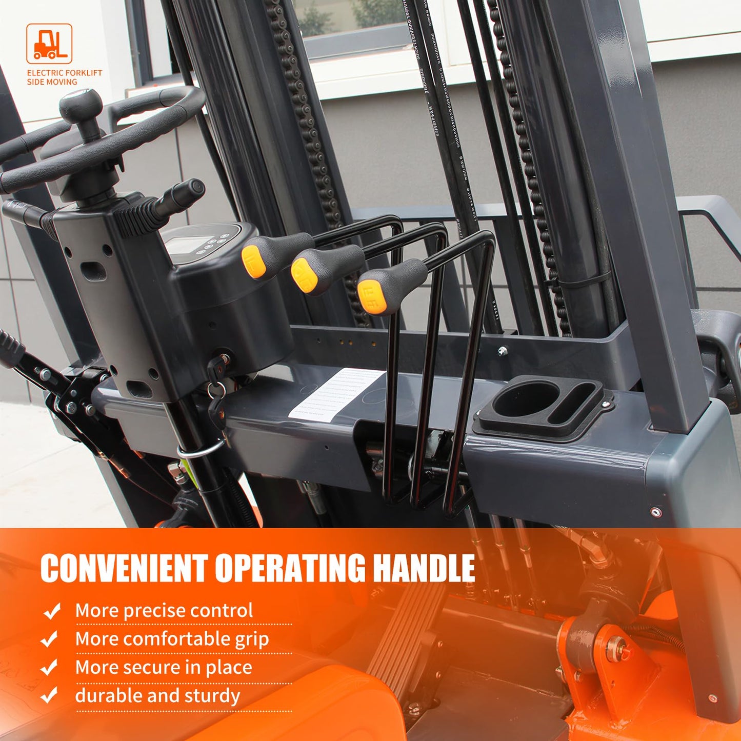 2.5 Ton Electric Forklift Pallet Stacker, Compact Forklift Capacity Heavy Duty Industrial Material Handler for Warehouse Factory Logistics Lead Acid Battery Powered, Moved Sideways (Orange)