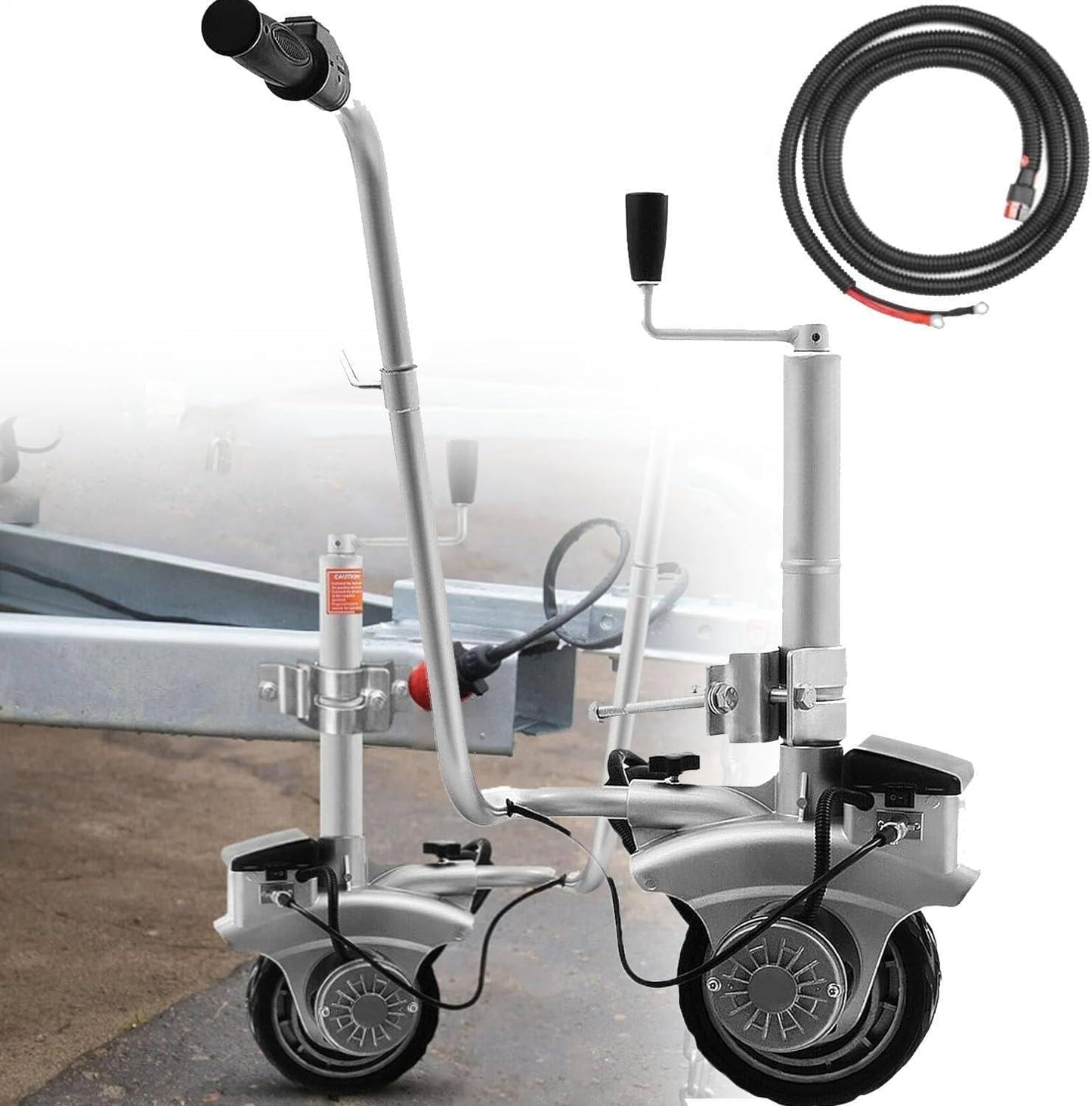BeoyNot 12V Motorised Wheel,Ratchet Trailer Jack,Electric Trailer Dolly,Aluminium Motorised Wheel Trailer Mover,5000lbs Towing Capacity,23ft/min Speed,for Caravan Boat Trailer 350W
