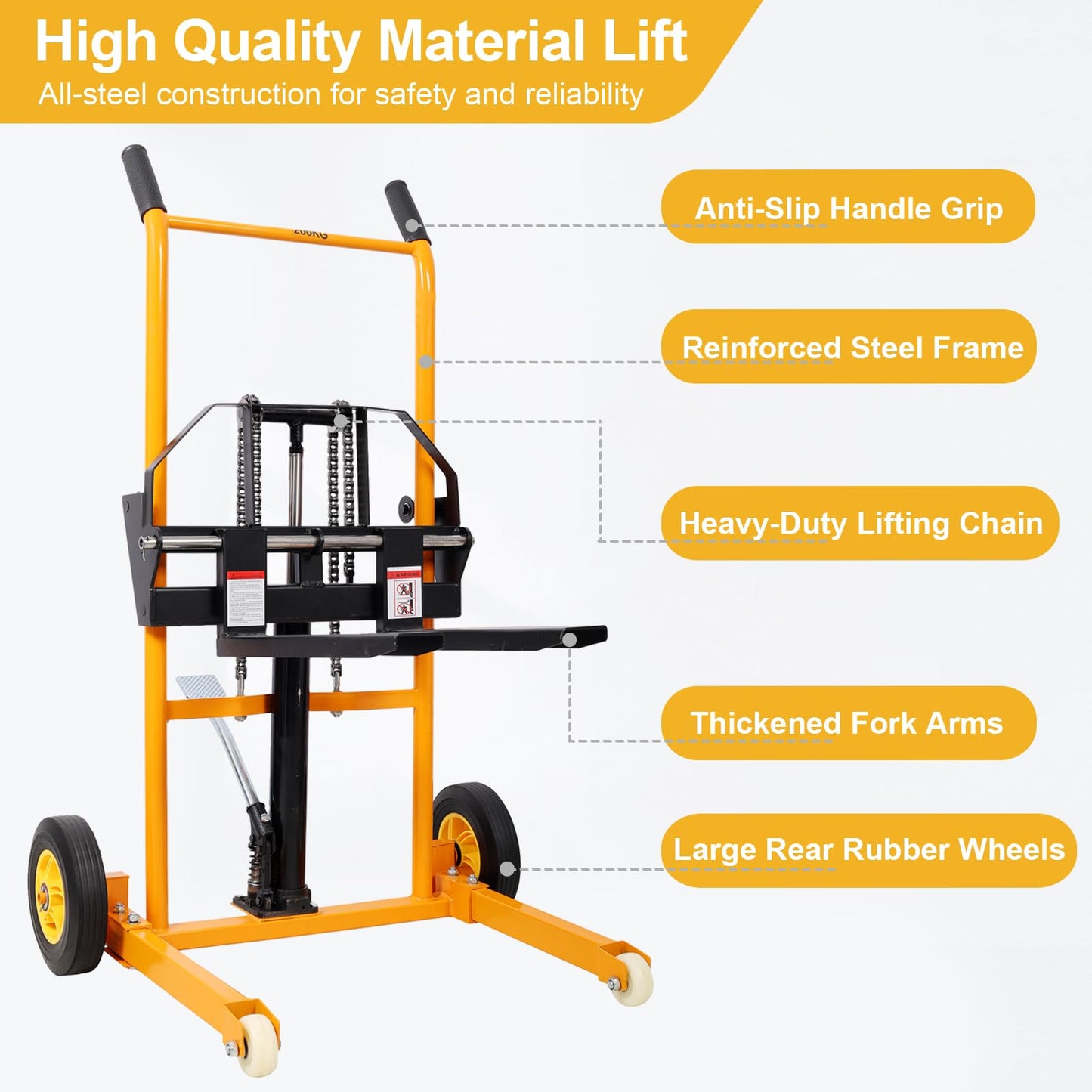 440lbs Hydraulic Material Lift Stacker, 35.5" Max Height, Fork Lift with Adjustable Forks, Manual Pallet Stacker Lift Dolly with Fixed Legs, Manual Forklift for Supermarket, Warehouse, 2PCS, Blue