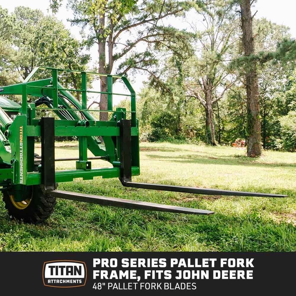 Titan Attachments Pro Series Pallet Fork Frame, 48" Fork Blades, Hook and Pin Mounting Style, Rated 6000 LB, Fits Class II Pallet Fork Blades, 2" Receiver Hitch