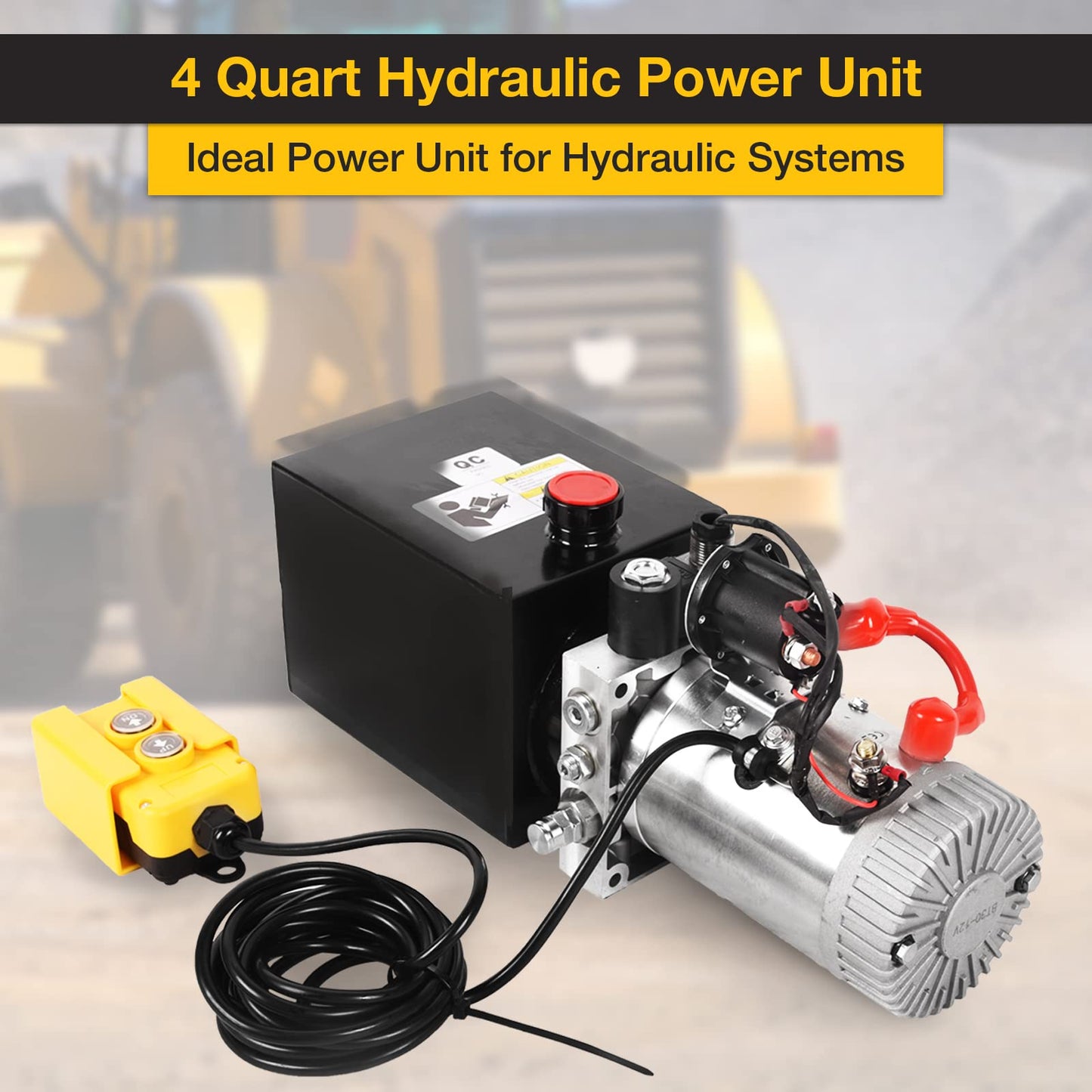 Doppy 4 Quart Hydraulic Power Unit, Single Acting Dump Trailer Pump Hydraulic Pump Metal Reservoir 3200 PSI 12V DC Hydraulic Power Pump Unit for Dump Trailer Car Lifting Platforms