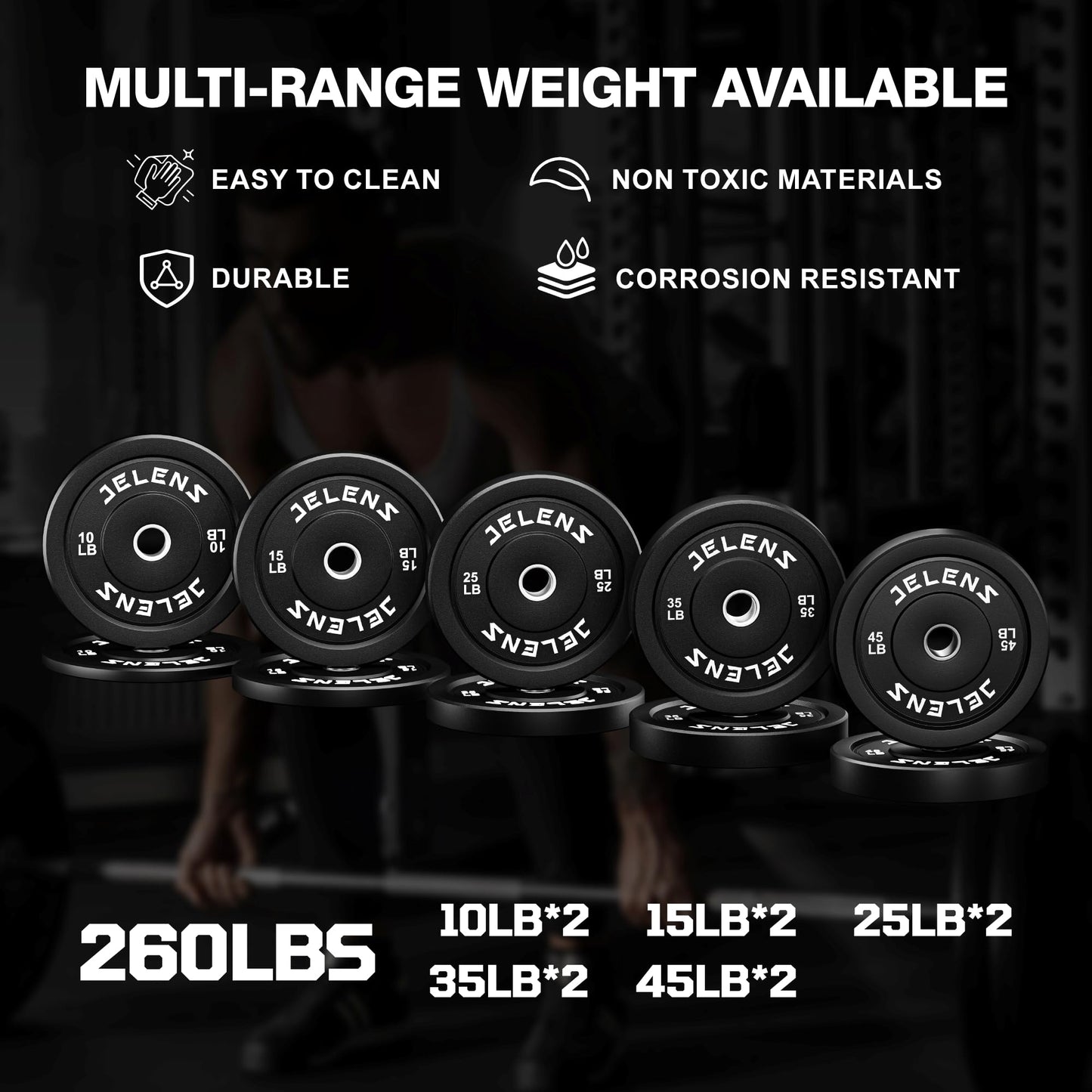 JELENS Smith Machine for Home Gym, Multi-Function M12 Power Cage, Squat Rack with Smith Bar and More Attachment (Red, 260LB Black Weights Package)