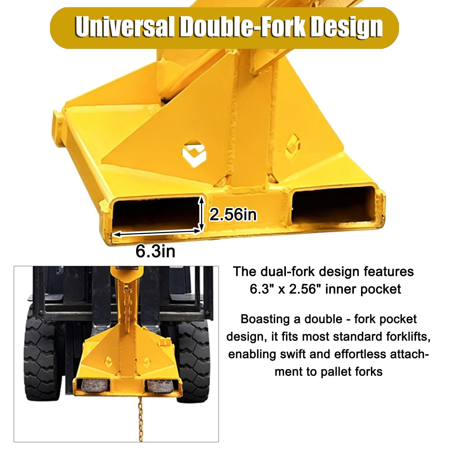 EQCOTWEA Heavy Duty Forklift Jib Boom Crane 6600lbs Load Capacity, Industrial Telescoping Lifting Hoist for Warehouse & Construction, Adjustable Mobile Crane Attachment Extends up to 98 Inches