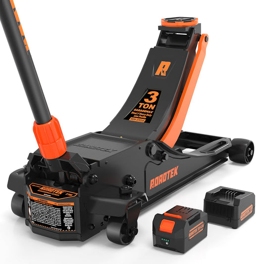 ROADTEK 3 Ton Electric Floor Jack, Low Profile Jack for Quickly Car Lift, Hydraulic Service Jack, 6000 lbs Capacity. Lifting Range 3-3/8" to 20"(Caster Wheel)