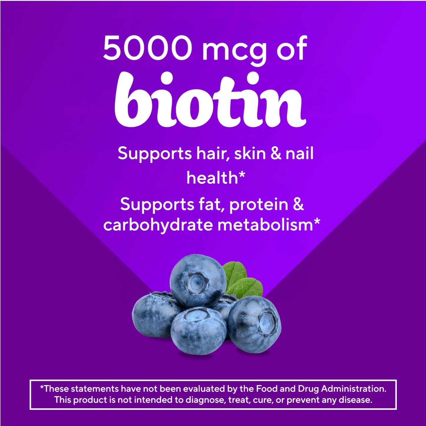 vitafusion Extra Strength Biotin Gummy Vitamins, Berry Flavored, 5,000 mcg Biotin Vitamins, America’s Number 1 Gummy Vitamin Brand, 50 Day Supply, 100 Count (packaging may vary)