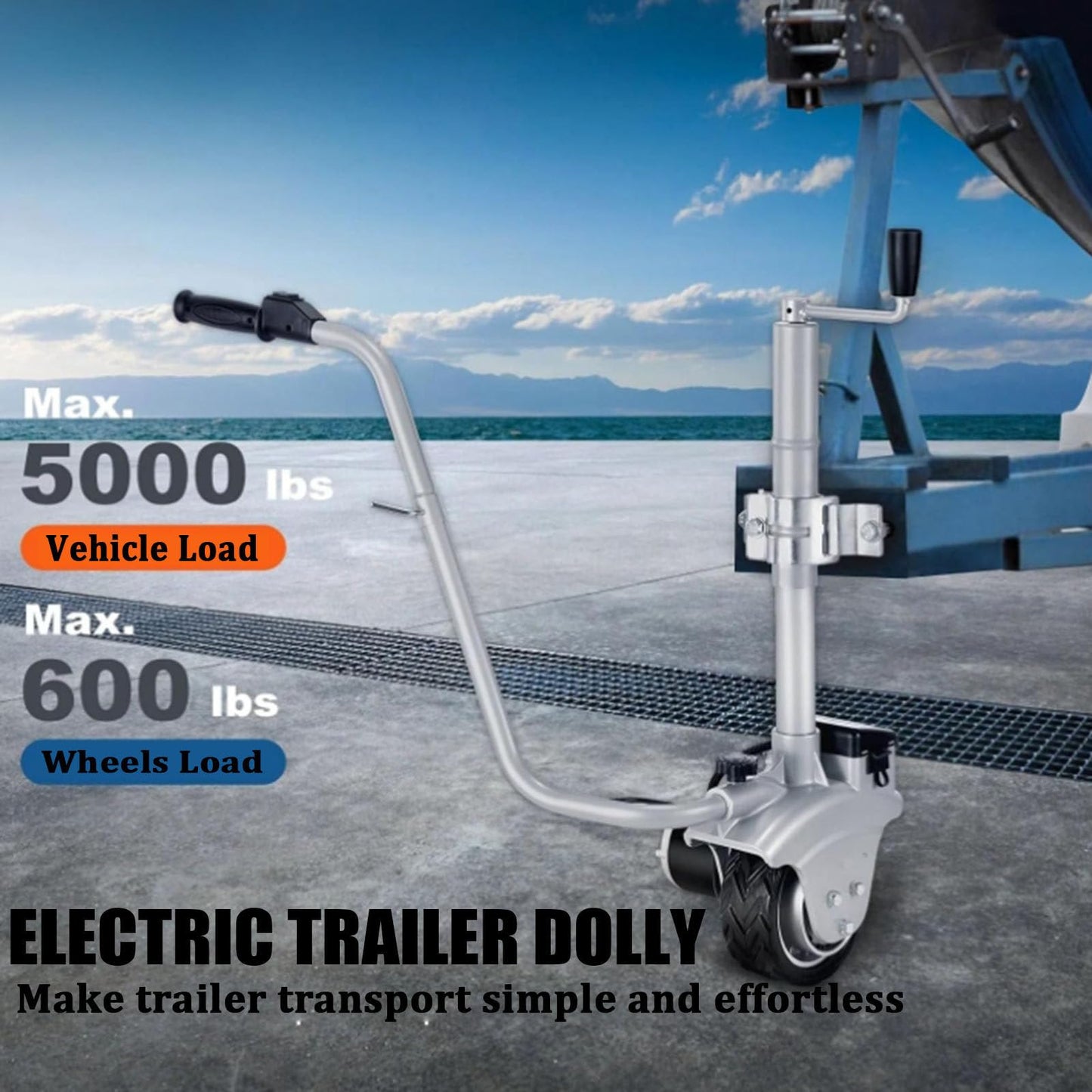 Electric Trailer Dolly, Trailer Mover Motorized 12V/350W Trailer Jack, Power Mover Maneuver Trailer Boat