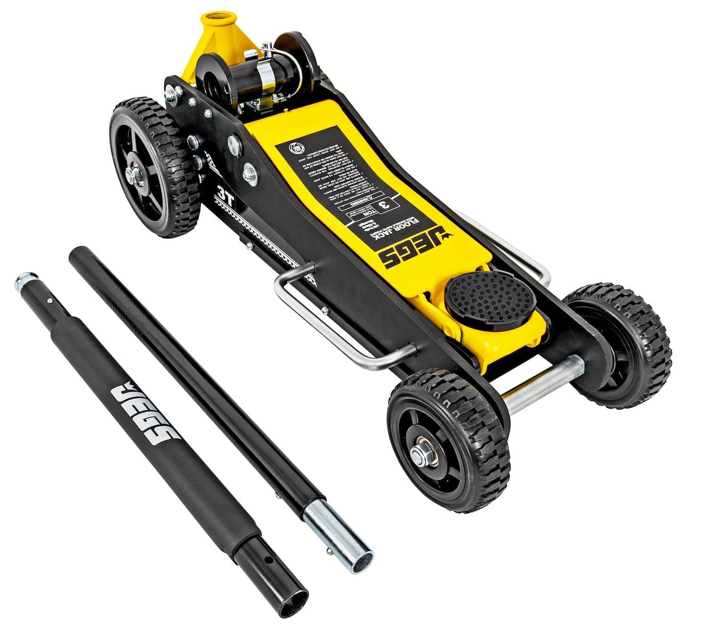 JEGS Heavy Duty 3-Ton Hydraulic Off-Road Floor Jack with Large Wheels and Built in Skid Plate