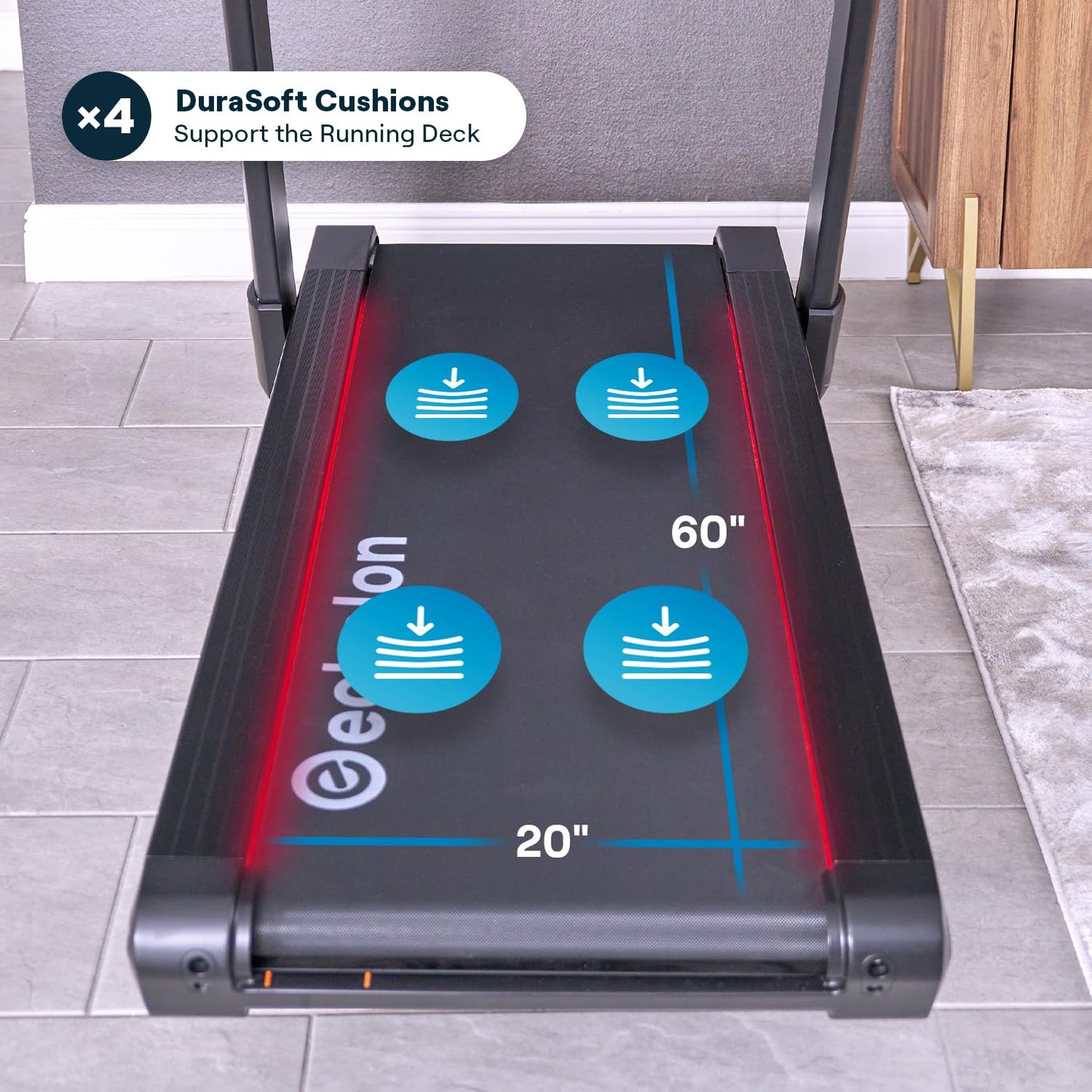 Echelon Stride 8S Smart Foldable Treadmill | 22 Inch HD Touchscreen 3.75 HP Quiet Motor 12 Incline Levels Bluetooth LED Light Auto Fold Running Machine for Home Gym Fitness Workout Equipment