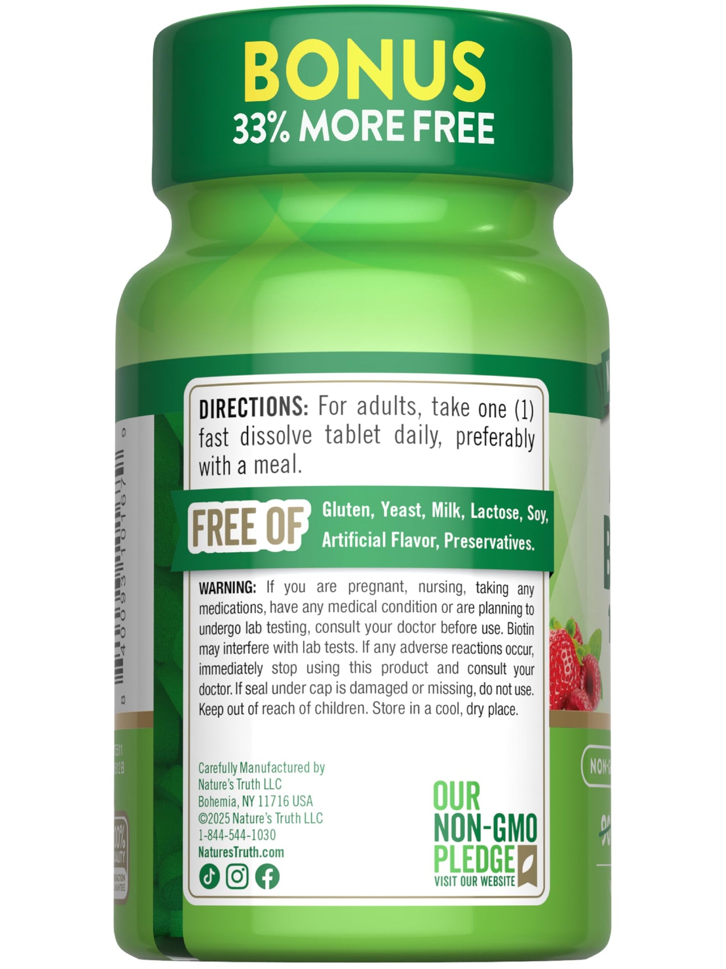 Nature's Truth Biotin 10000mcg | 120 Fast Dissolve Tablets | Maximum Strength | Natural Berry Flavor | Vegan, Non-GMO & Gluten Free Supplement