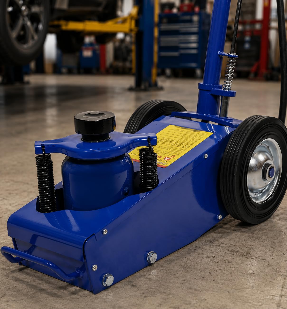 Stark USA 22 Ton Hydraulic Floor Jack Air-Operated Axle Bottle Jack with (4) Extension Saddle Set Built-in Wheels, Blue