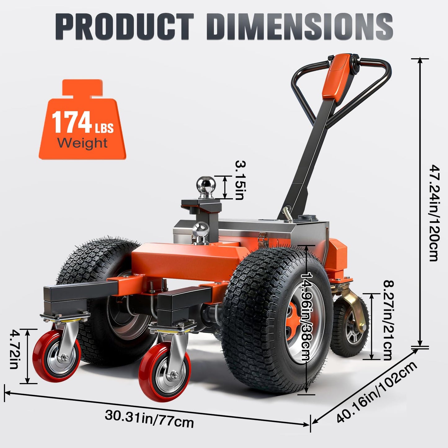 Electric Trailer Dolly with 6 Wheel, 7500lbs Max Super-Duty Electric Trailer with All-Terrain Wheels & Reverse/Drive/Brake Switch &Adjustable Speed, 2"/4"Ball Hitch Mount for RV, Car Trailers, Campers