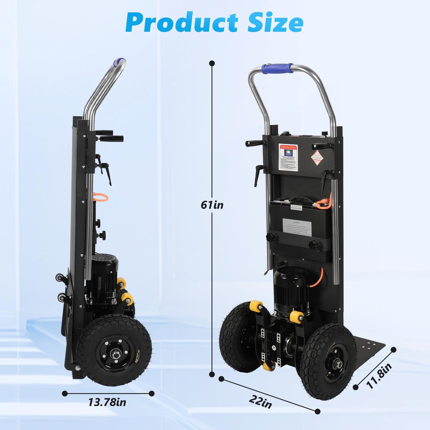 Electric Stair Climbing Dolly 1500W, Heavy Duty Stair Climber Hand Truck, Powered Stair Climbing Cart with 10" Anti-Slip Tires, Adjustable Speed Moving Cart for Appliances Furniture (Black)