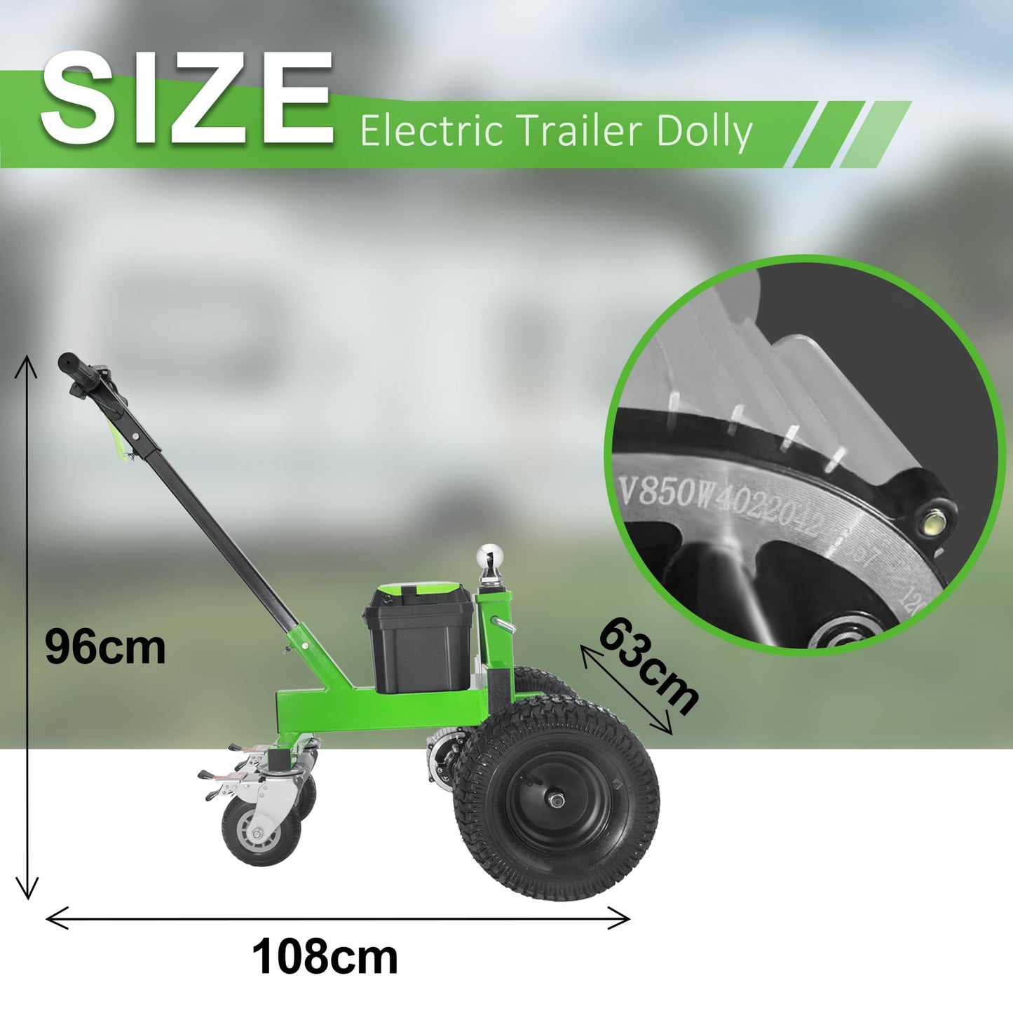 SUPERWAGEN Electric Trailer Dolly Power 3600 lbs Towing Max 600 lbs Tongue Weight Hitch Ball 2"&1-7/8" DC 24V 850W 9Ah w/Heavy for Duty Commercial Utility, Dolly Valet, RV Campers