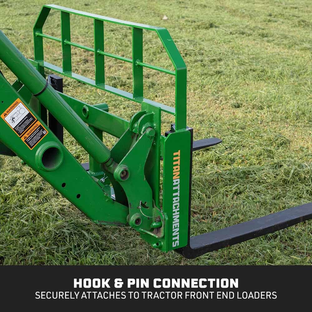 Titan Attachments Pro Series Pallet Fork Frame, 60" Fork Blades, Hook and Pin Mounting Style, Rated 6000 LB, Fits Class II Pallet Fork Blades, 2" Receiver Hitch