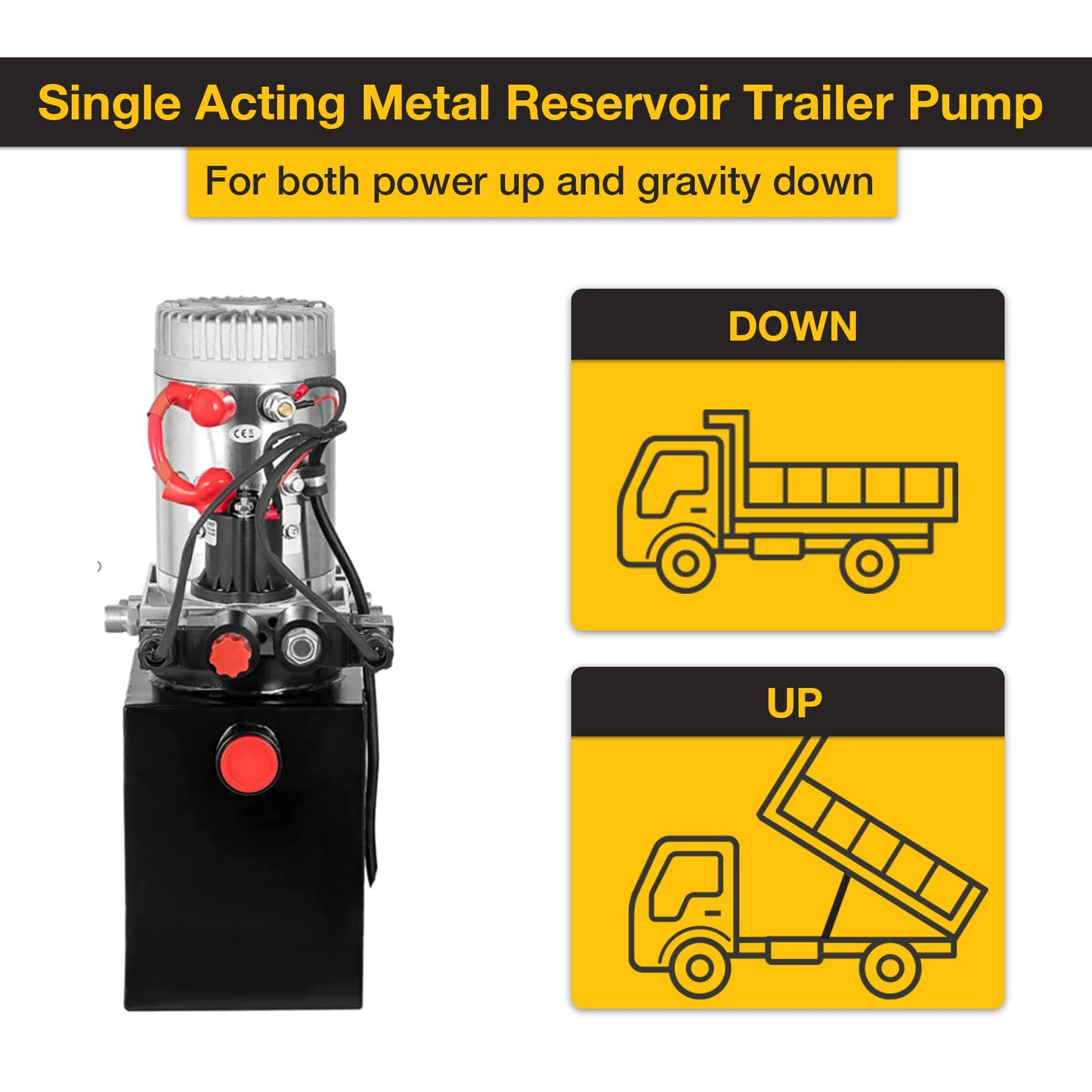 Doppy 4 Quart Hydraulic Power Unit, Single Acting Dump Trailer Pump Hydraulic Pump Metal Reservoir 3200 PSI 12V DC Hydraulic Power Pump Unit for Dump Trailer Car Lifting Platforms