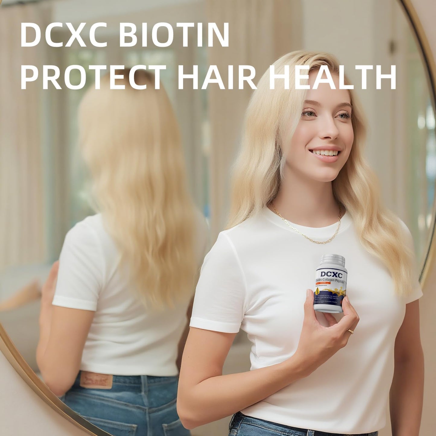 DCXC Biotin Collagen Supplement,Supports Healthy Hair, Skin and Nails, Biotin Collagen Peptide,60 Tablets, One Bottle