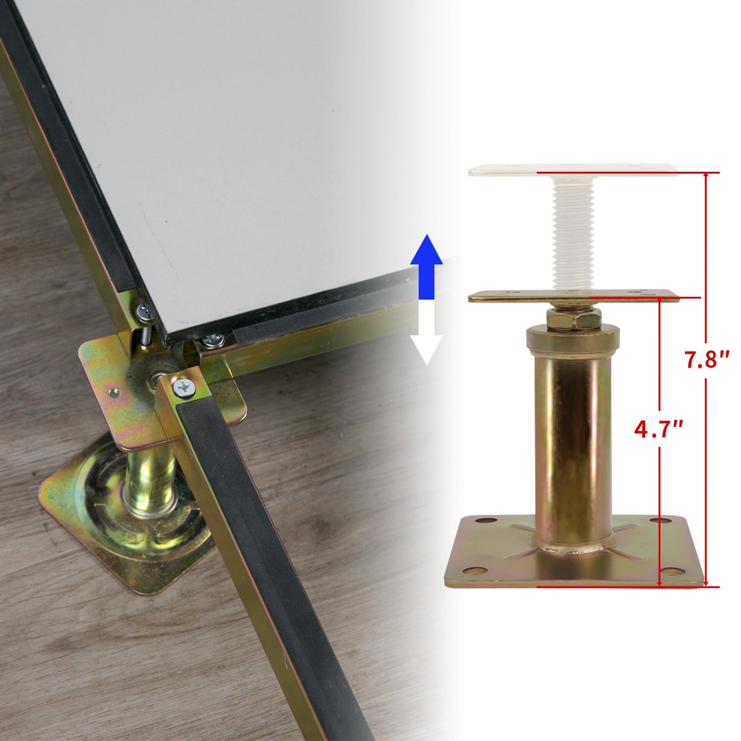 4 Pack Adjustable House Floor Jacks – 5"-8" Heavy Duty House Jacks for Leveling, Steel Support Posts for Beams, Decks, Crawl Spaces, Basements-Bronze