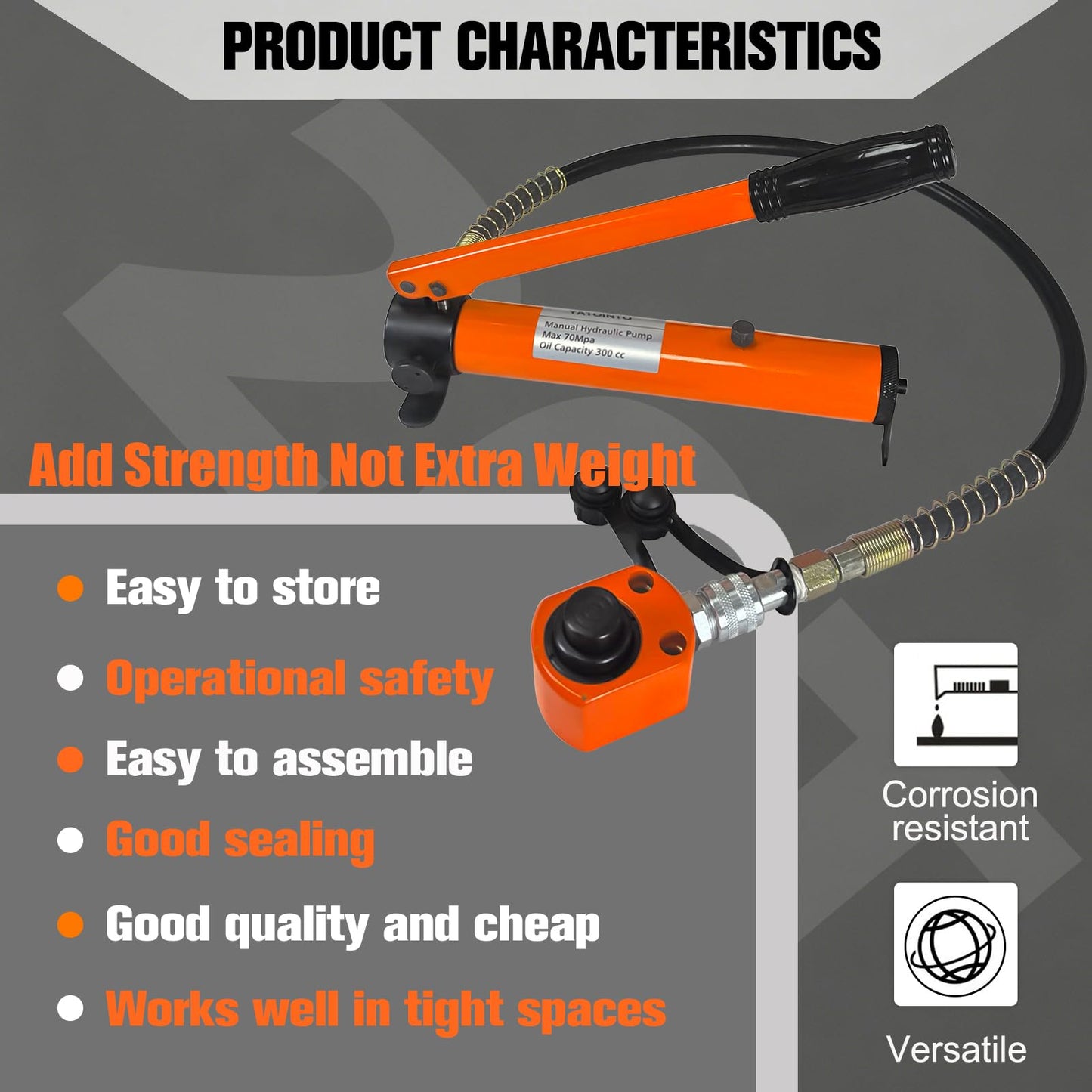 YATOINTO 20 Ton Low Profile Hydraulic Cylinder Jack Porta Power Ram 1.18" Stroke Hydraulic Jack for Short Distance Lifting & Leveling(Orange-Red)