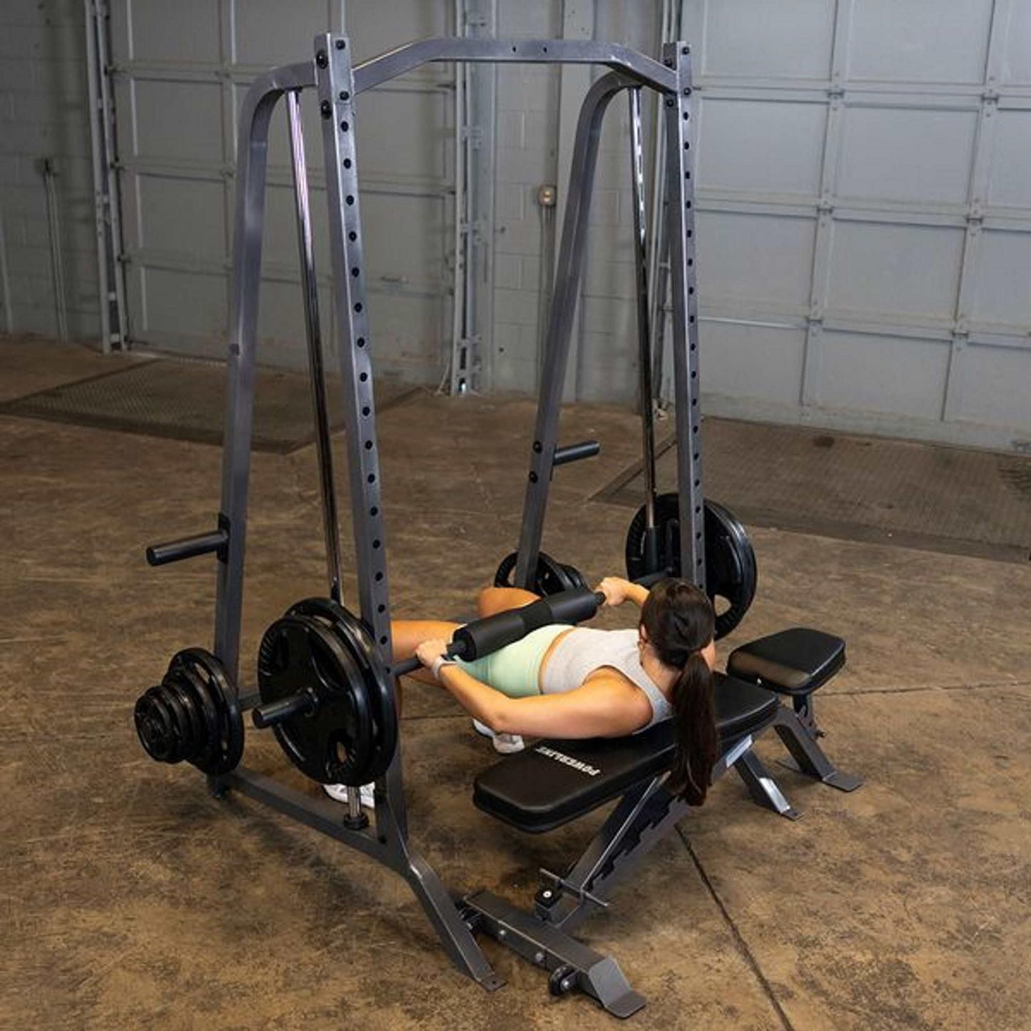 Body-Solid (PSM200) Smith Machine for Home Gym - Strength Training Equipment with Safety Catches, Squat Rack Cage, Half Rack, and Weight Plate Storage