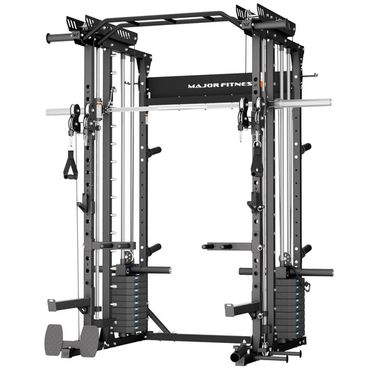Major Fitness Drone MAX V Smith Machine with Weight Stacks, All-in-One Home Gym Squat Rack--2500LB Capacity, Dual LAT Pull-Down Systems & Cable Crossover Machine, Heavy-Duty Full-Body Workout Machine